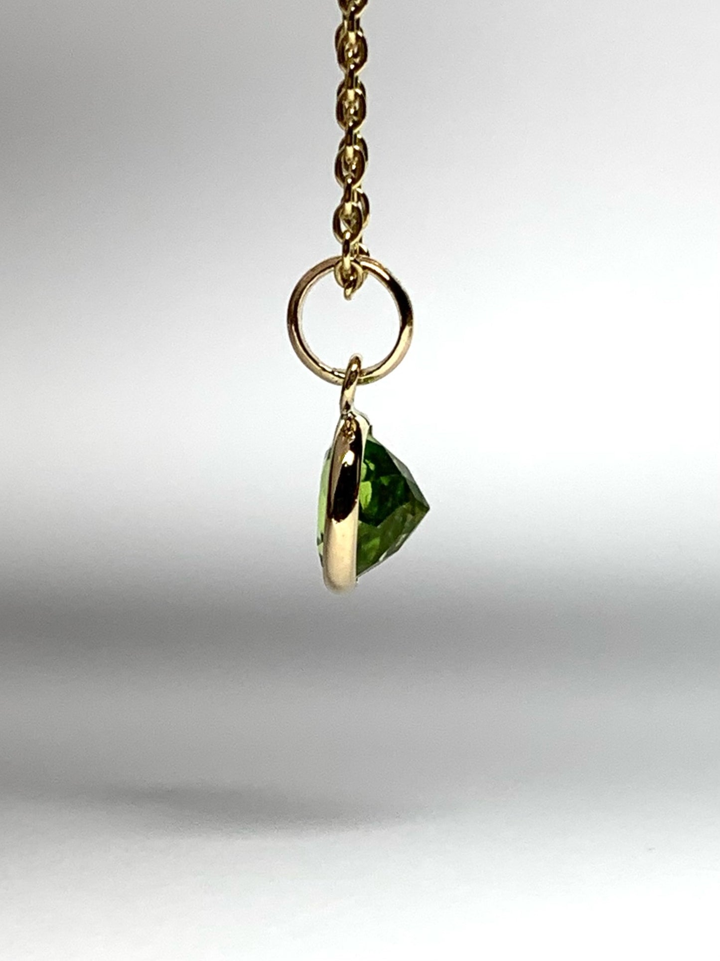 14k Solid Yellow Gold, Green Peridot Mini Pendant