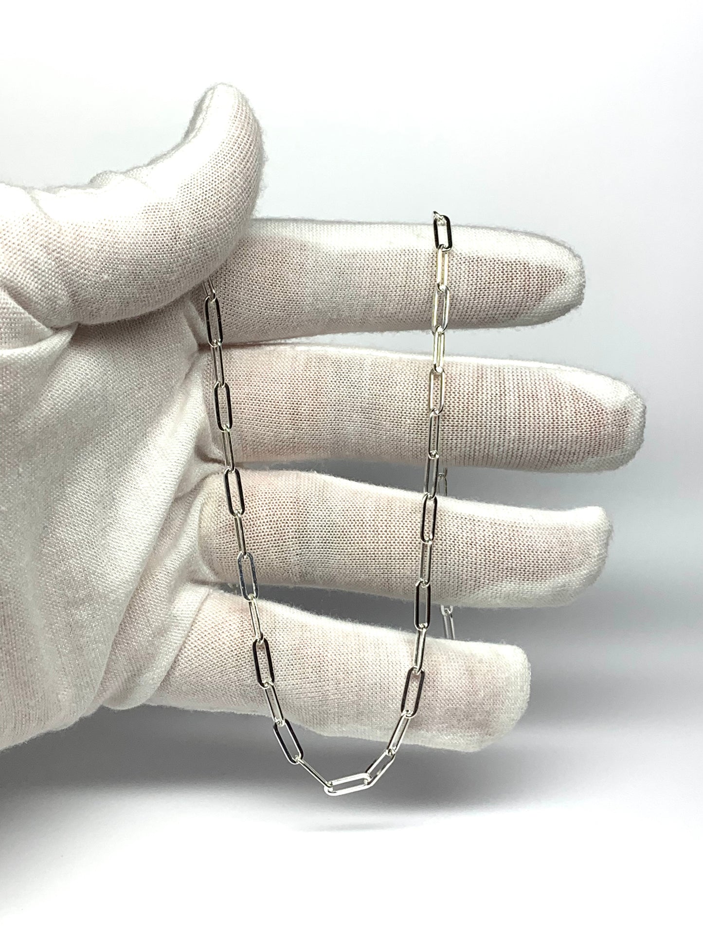 Necklace, Solid 925 Sterling Silver Paperclip Chain