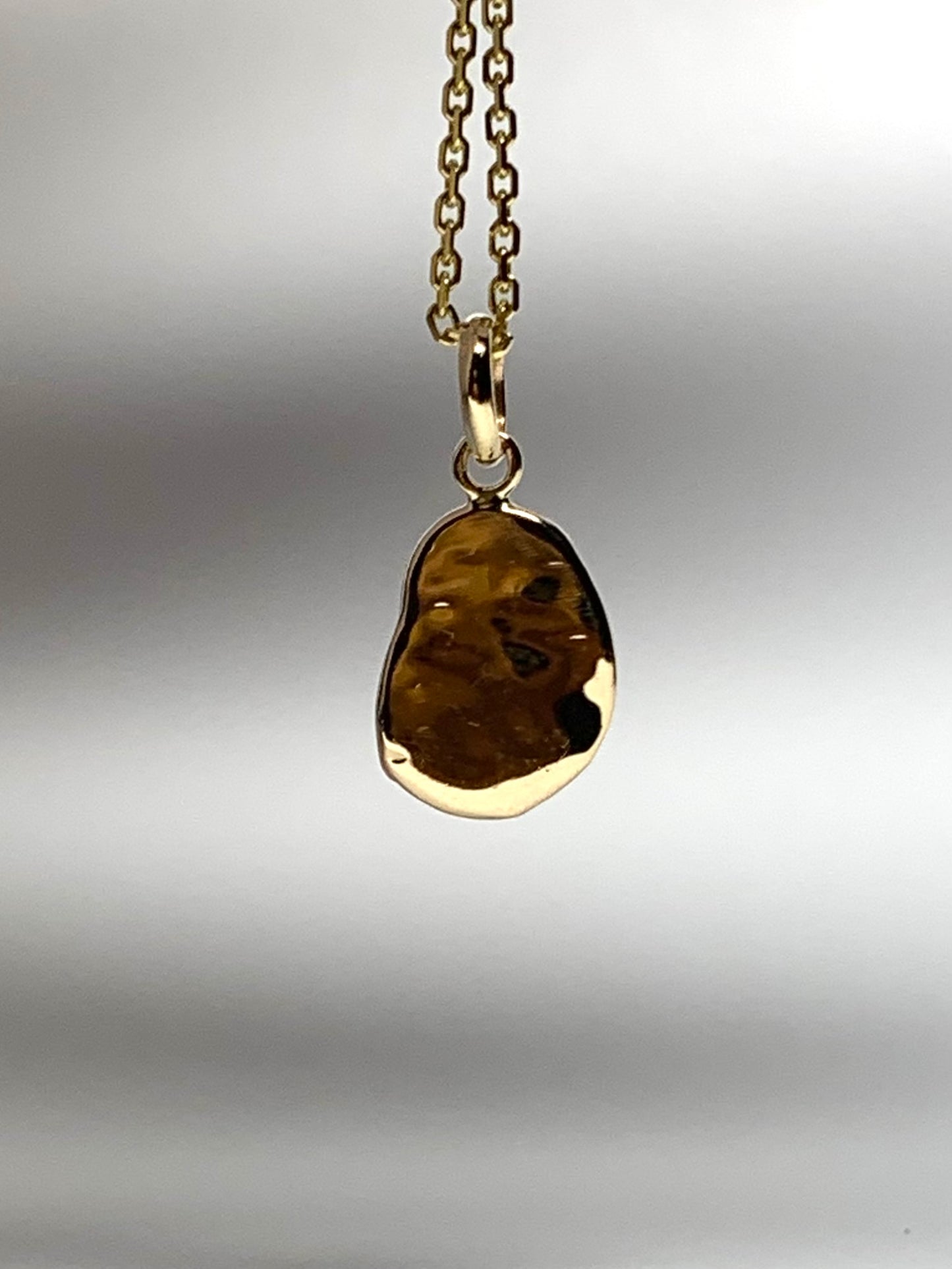 10k Solid Yellow Gold Plain Nugget Mini Pendant, Tiny Charm