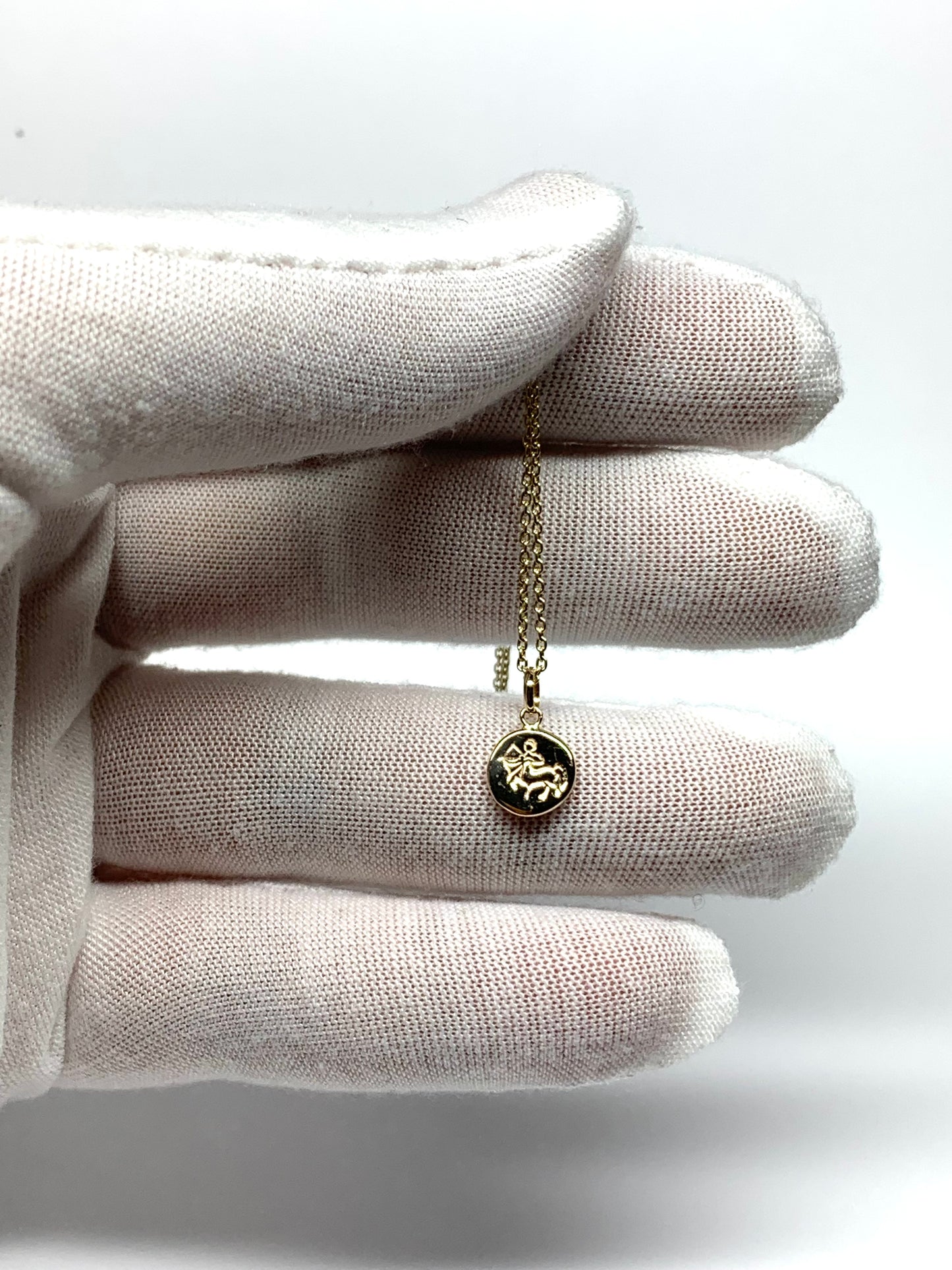 14k Solid Yellow Gold Nugget “Sagittarius” Mini Pendant, Charm
