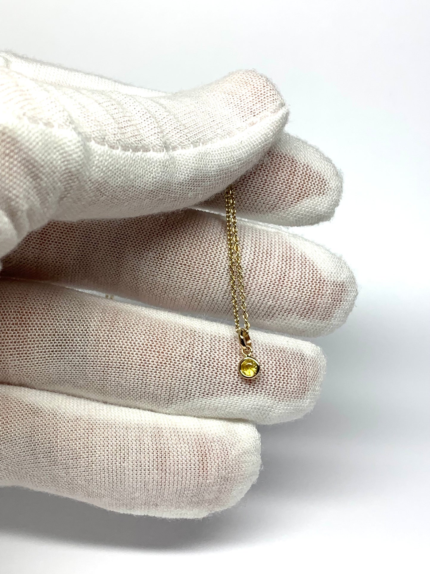 14k Solid Yellow Gold, Yellow Sapphire Tiny Charm, 0.15ct, Accent Pendant