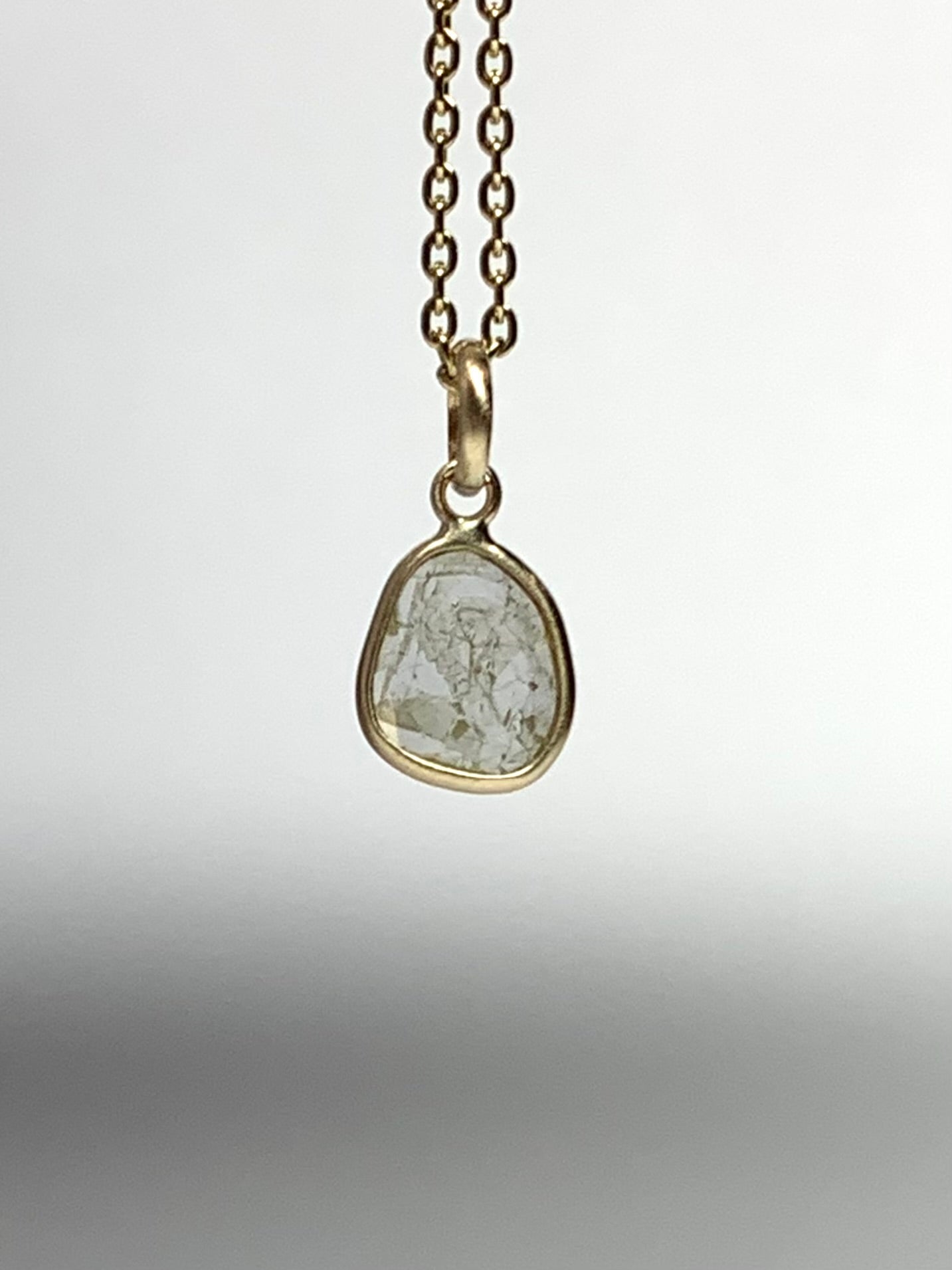 14k Solid Yellow Gold, Natural Diamond Slice Mini Pendant