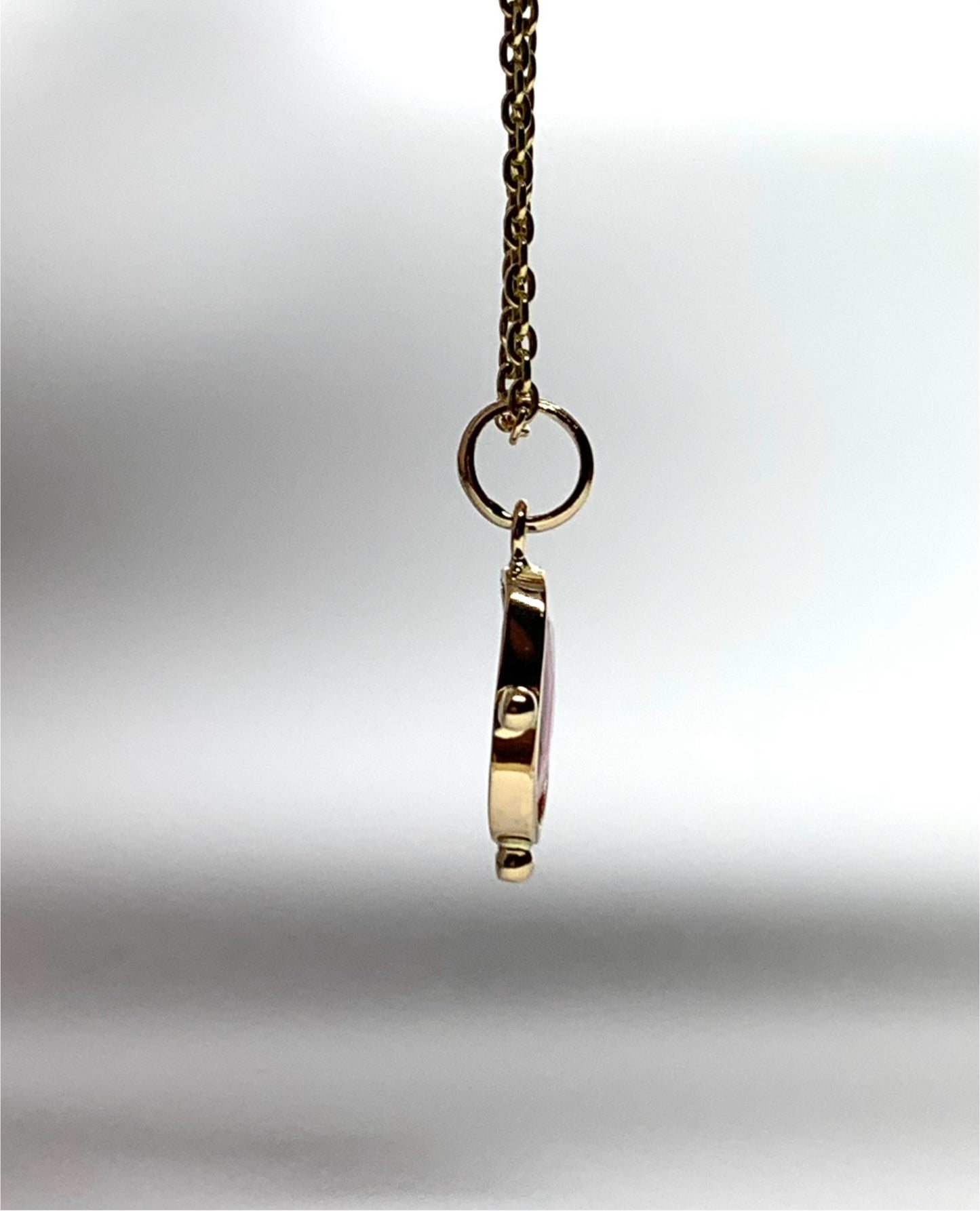14k Solid Yellow Gold, Natural Pink Tourmaline Pendant, Gold Dots