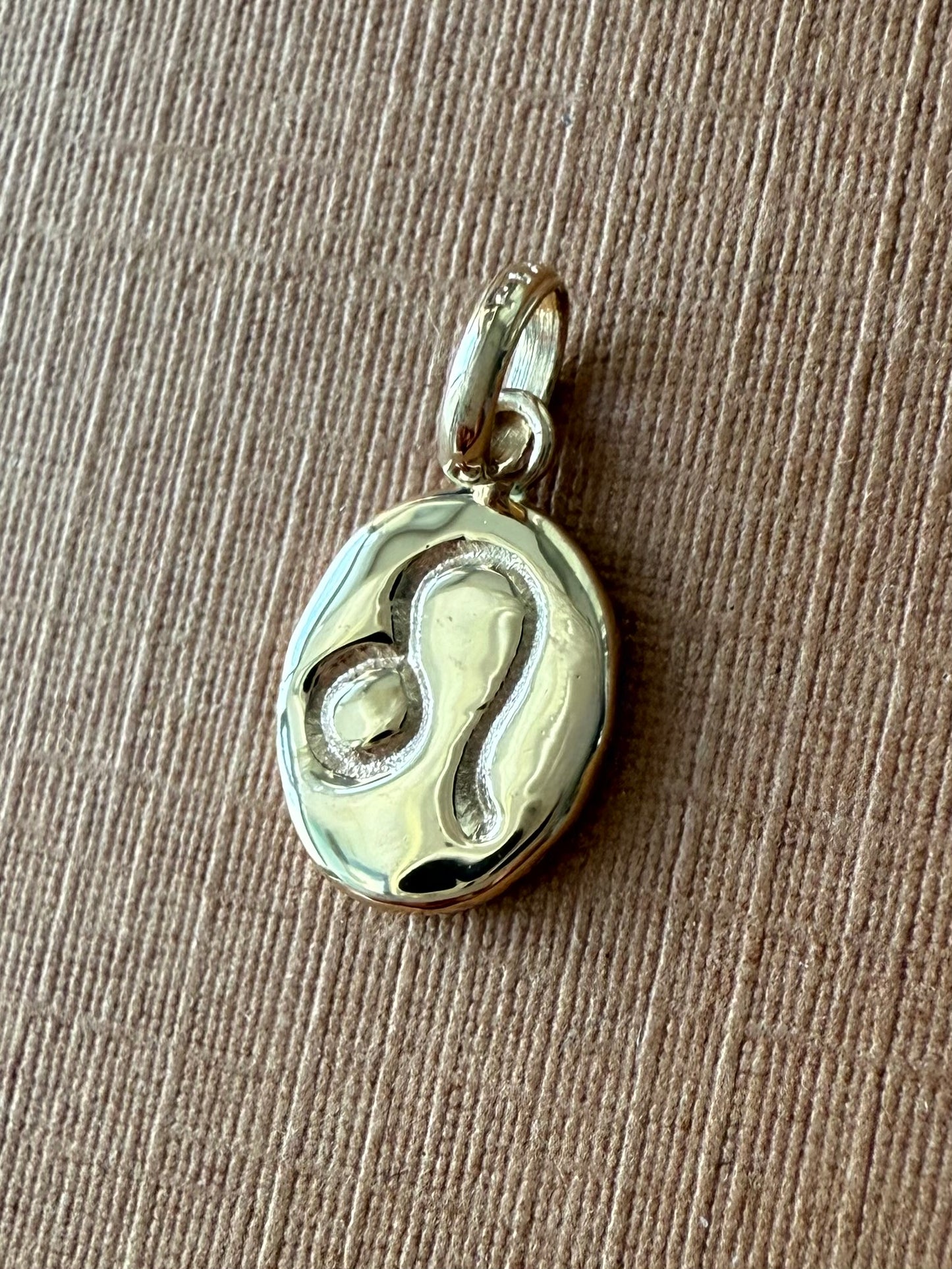 14k solid yellow gold nugget Leo mini unisex pendant for her by TINAKRIS 