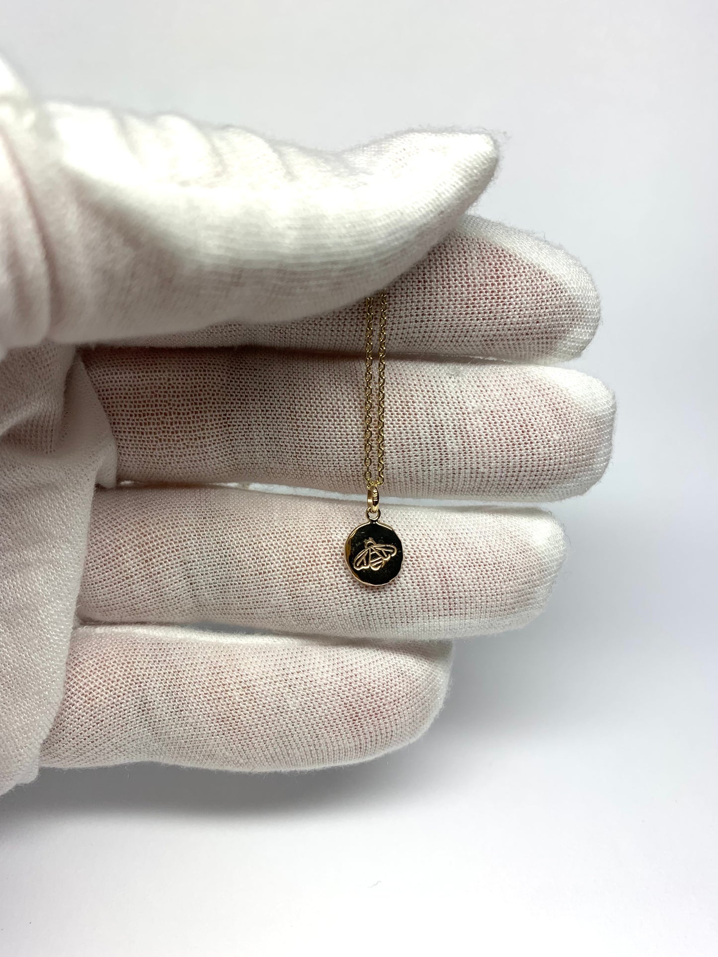 10k Solid Yellow Gold Nugget Mini Pendant “Honey Bee”, Tiny Charm