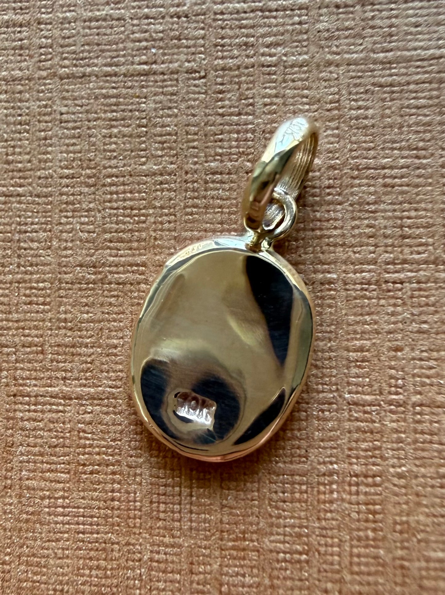 10k Solid Yellow Gold Nugget “Olive Branch” Mini Pendant, Tiny Charm