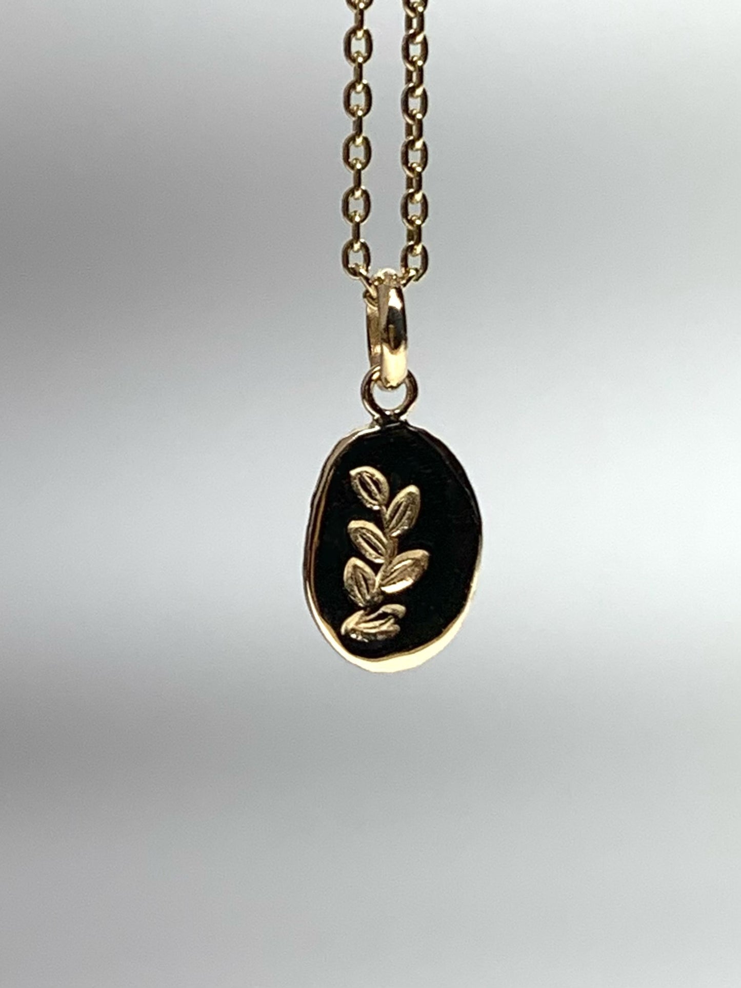 14k Solid Yellow Gold Nugget “Olive Branch”, Mini Pendant, Tiny Charm