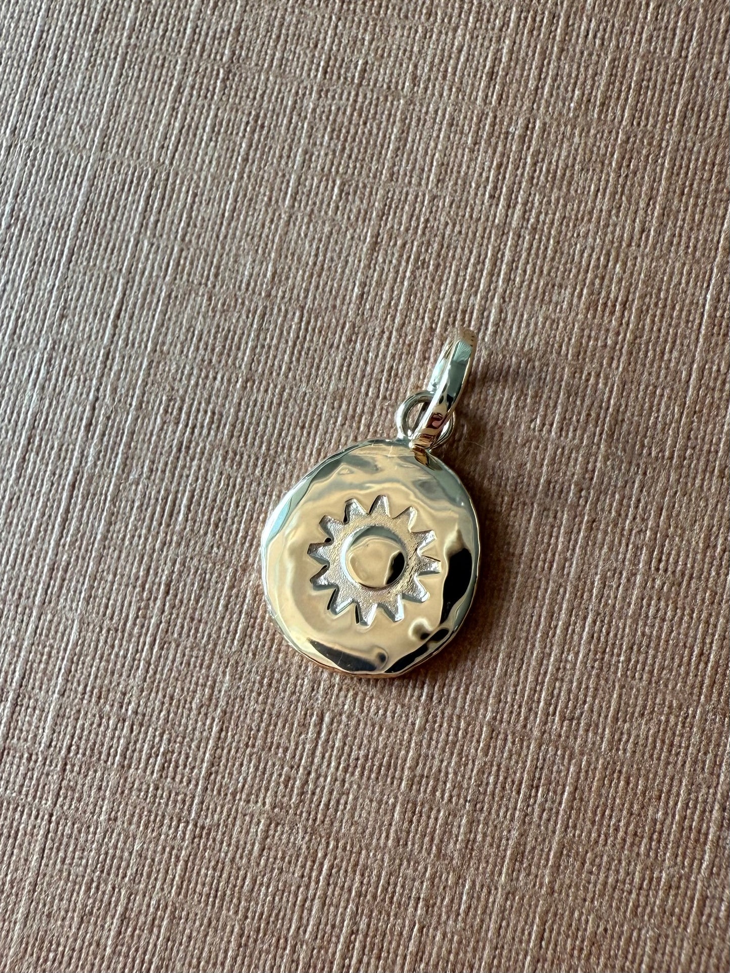 14K Solid Yellow Gold Nugget “Sun” Mini Pendant, Charm