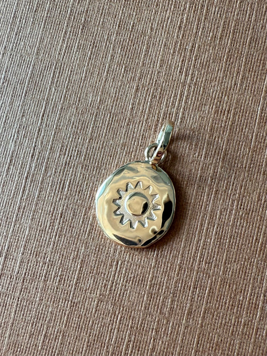 14K Solid Yellow Gold Nugget “Sun” Mini Pendant, Charm