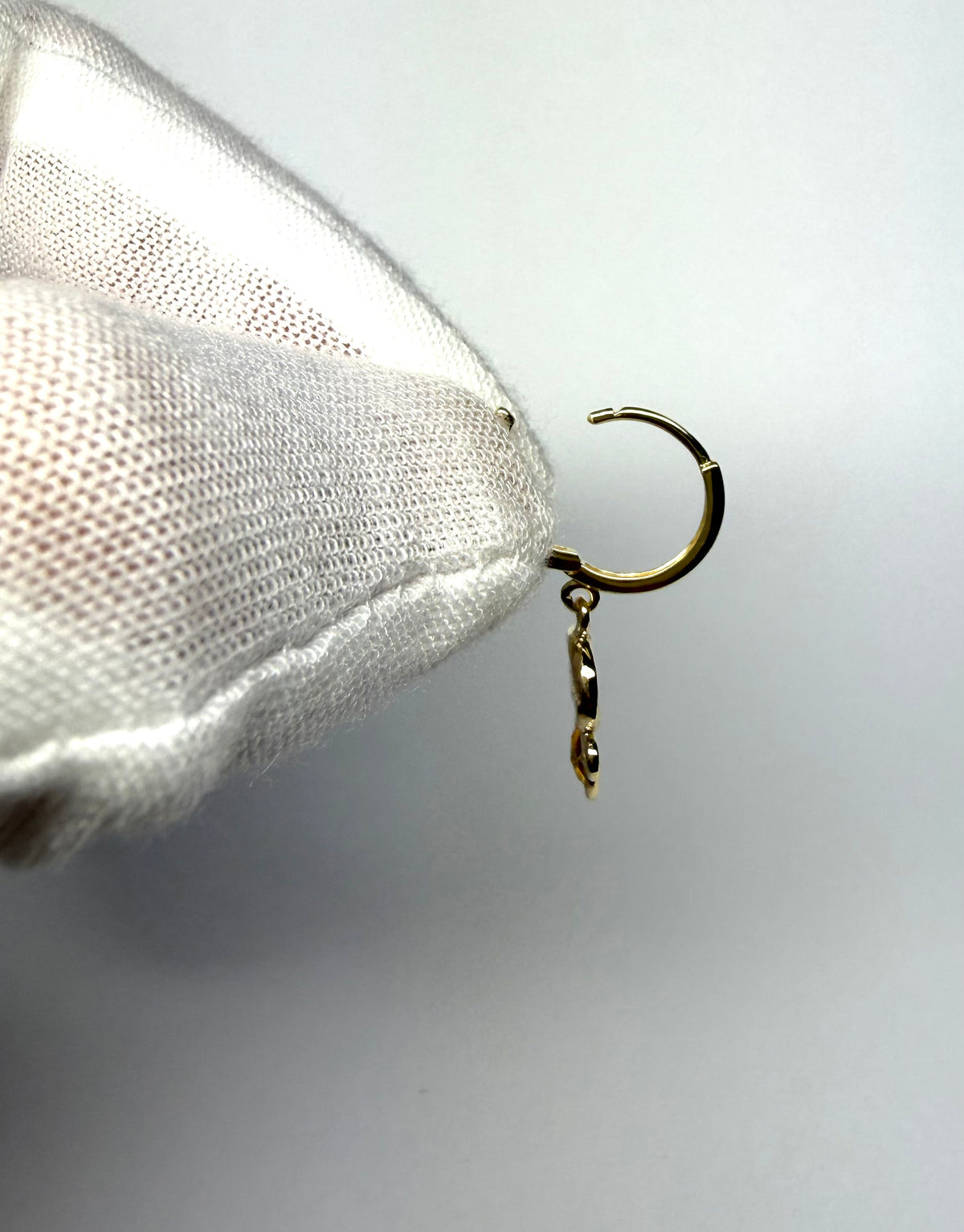 14k Solid Yellow Gold, Diamonds, Orange Sapphires Hoop Earrings