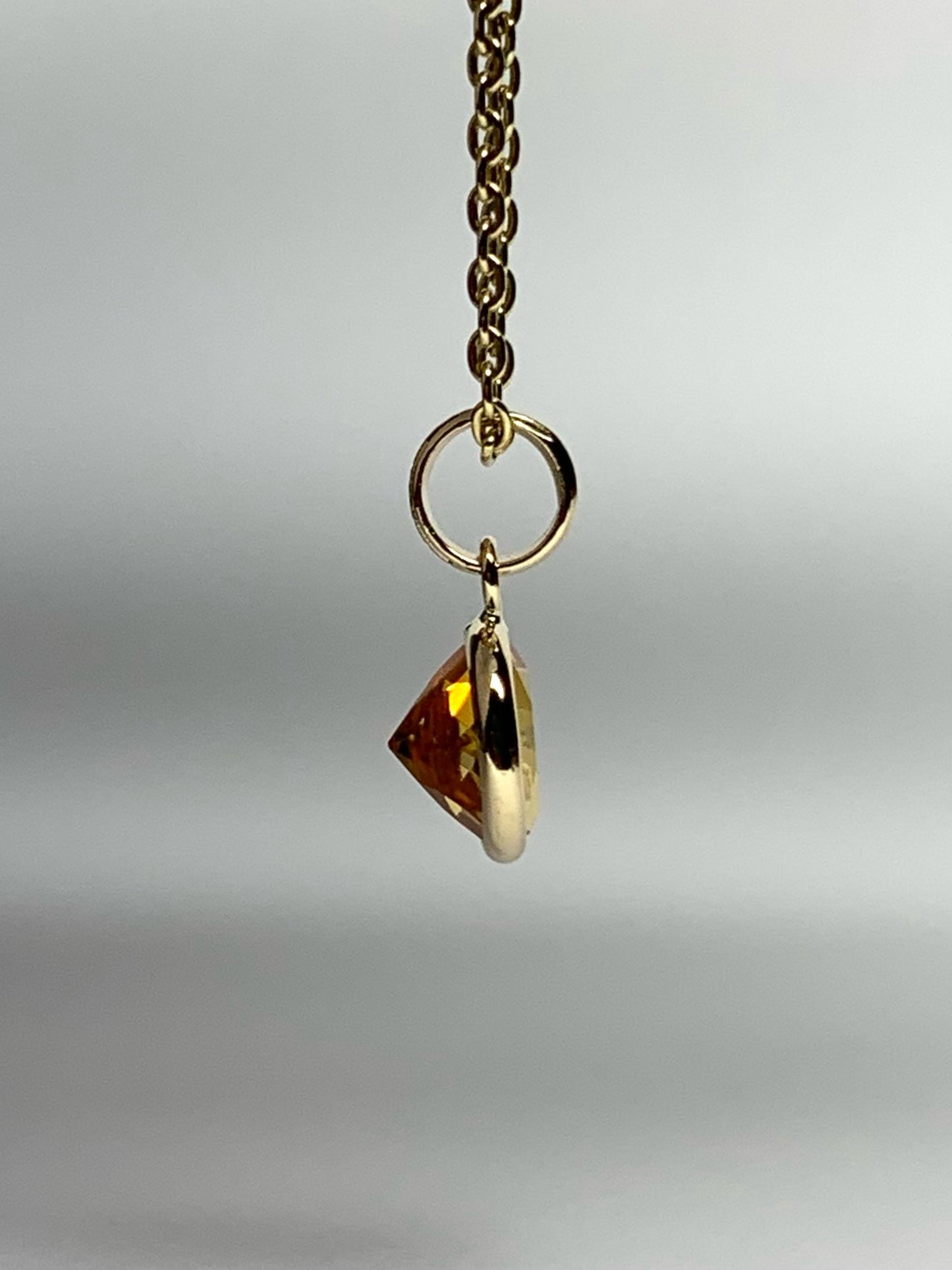 14k Solid Yellow Gold, Citrine Mini Pendant