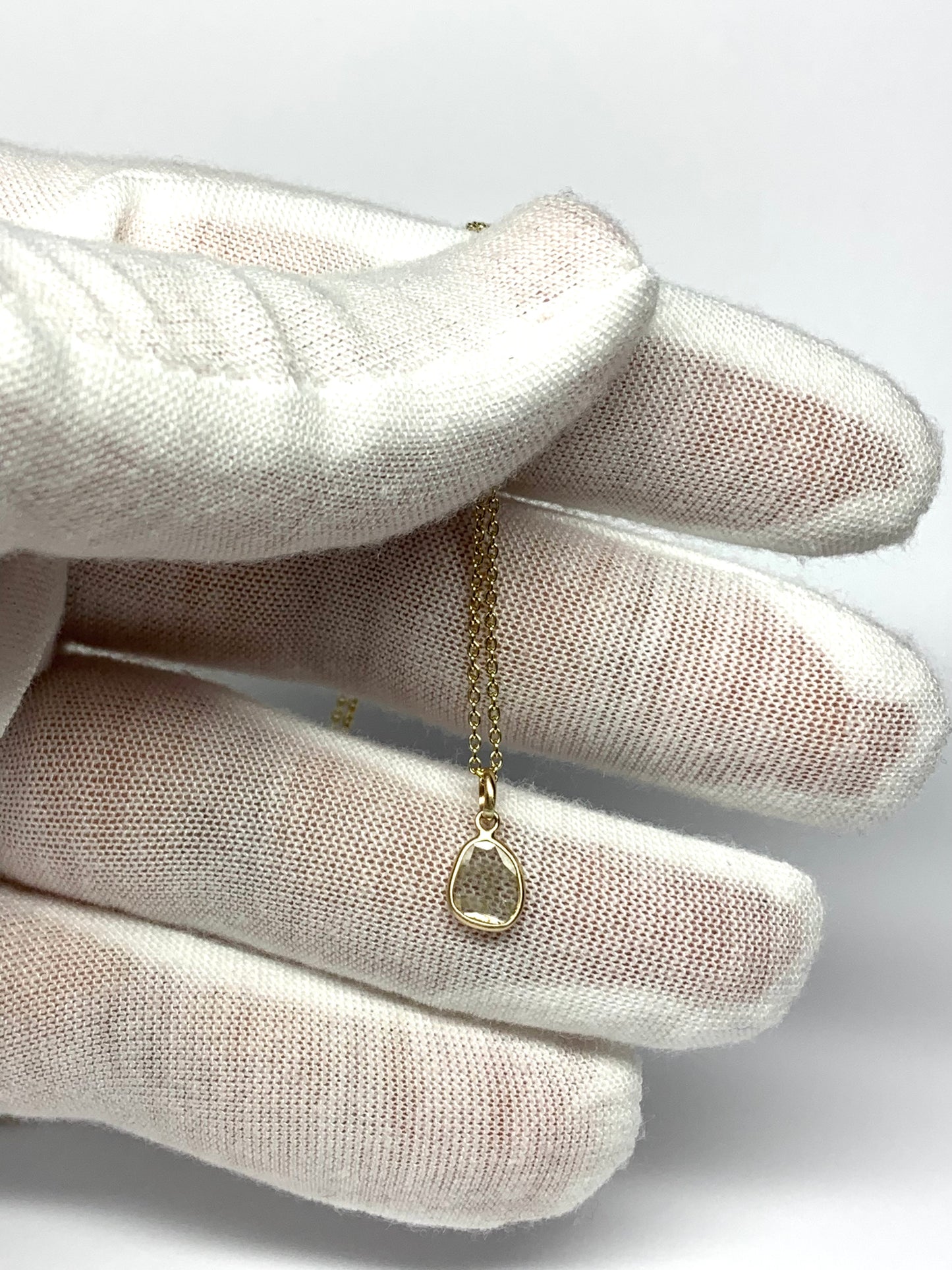 14k Solid Yellow Gold, Natural Diamond Slice Mini Pendant