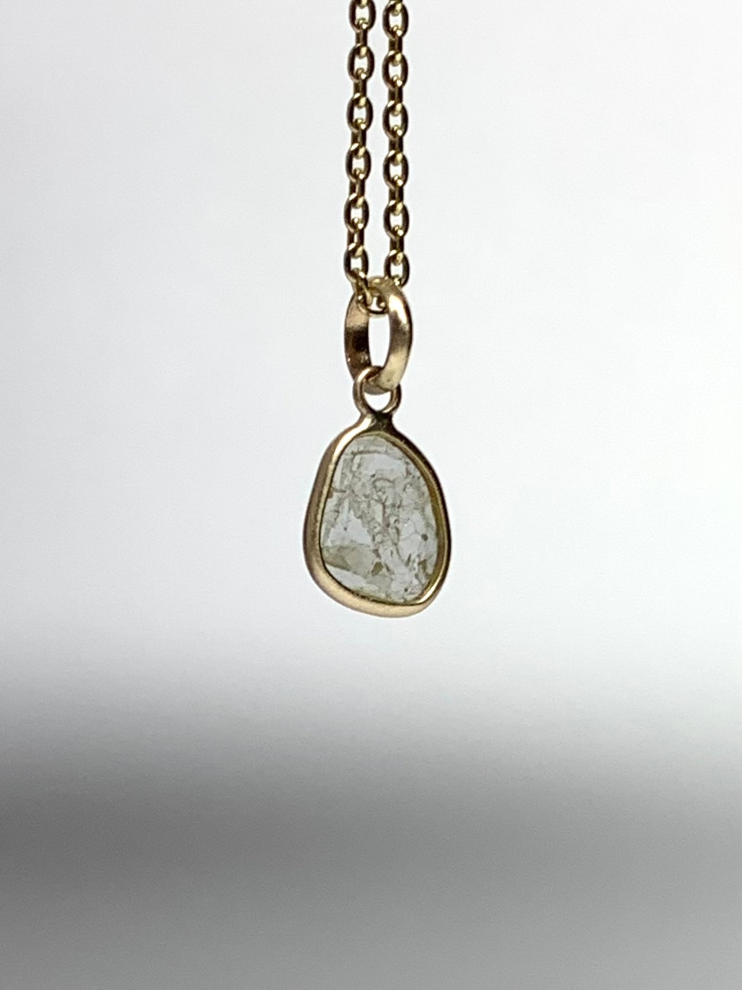 14k Solid Yellow Gold, Natural Diamond Slice Mini Pendant