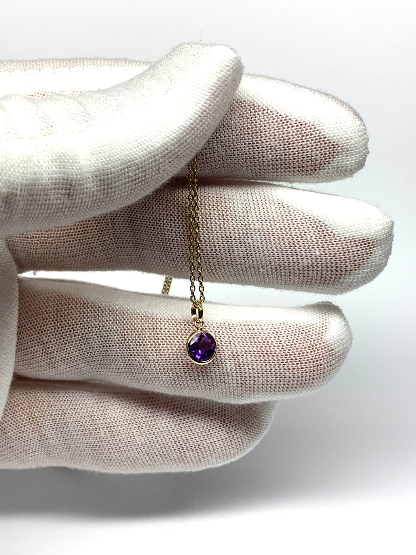 14k Solid Yellow Gold, Purple Amethyst Mini Pendant