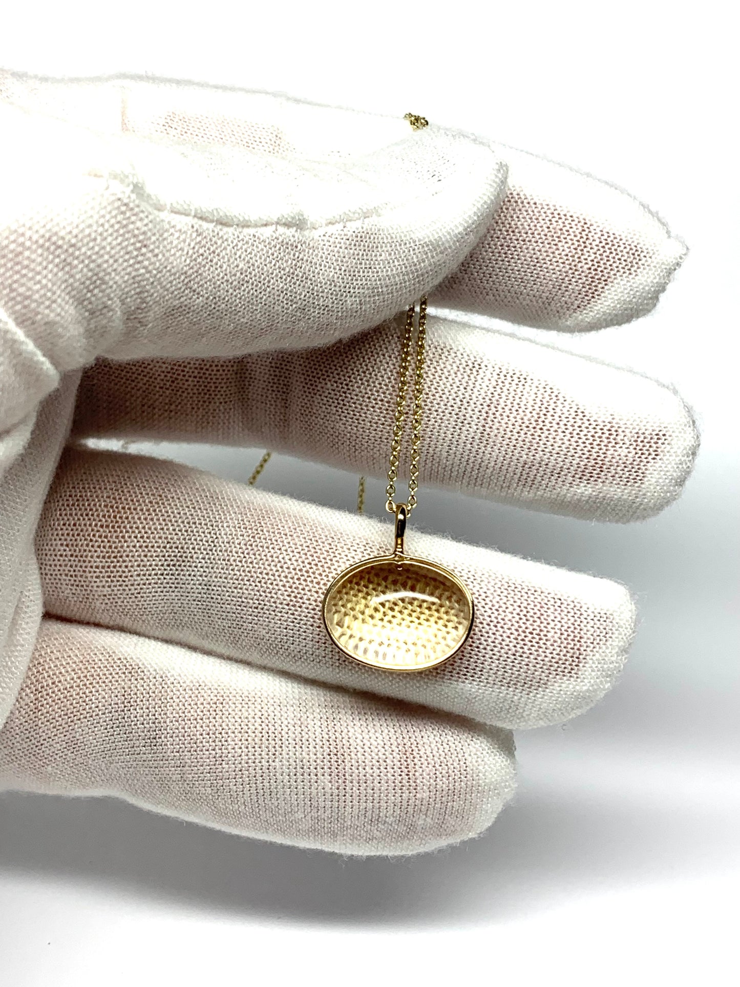 14k Solid Yellow Gold, Pale Yellow Citrine Oval Cabochon Pendant, Small Size
