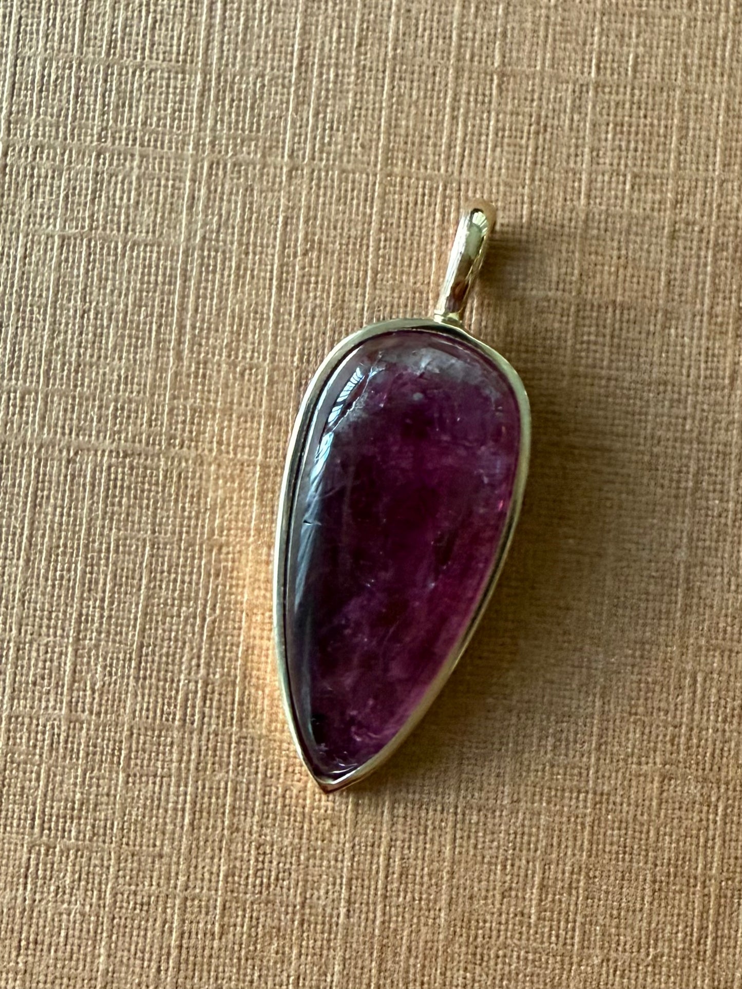 14k Solid Yellow Gold, Natural Pink Tourmaline “Arrowhead” Pendant