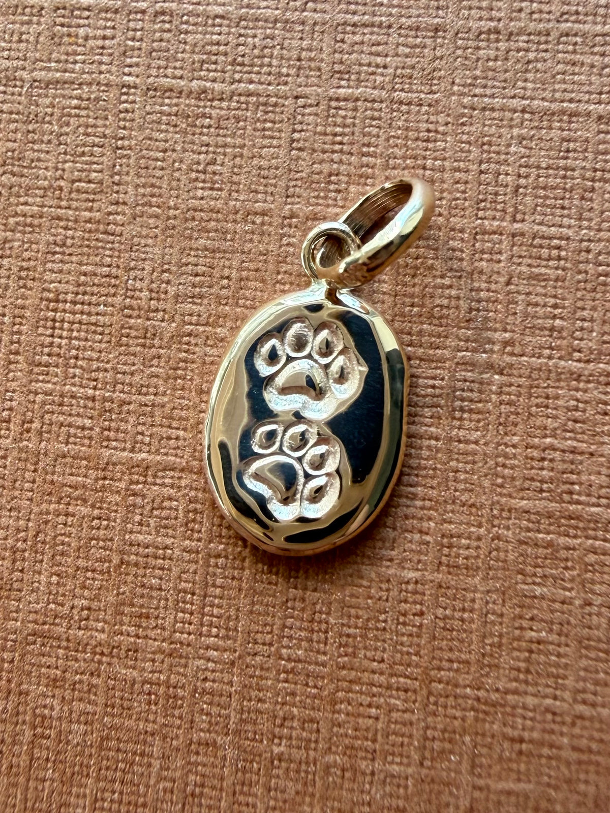 10k Solid Yellow Gold Nugget “Paws” Mini Pendant, Tiny Charm