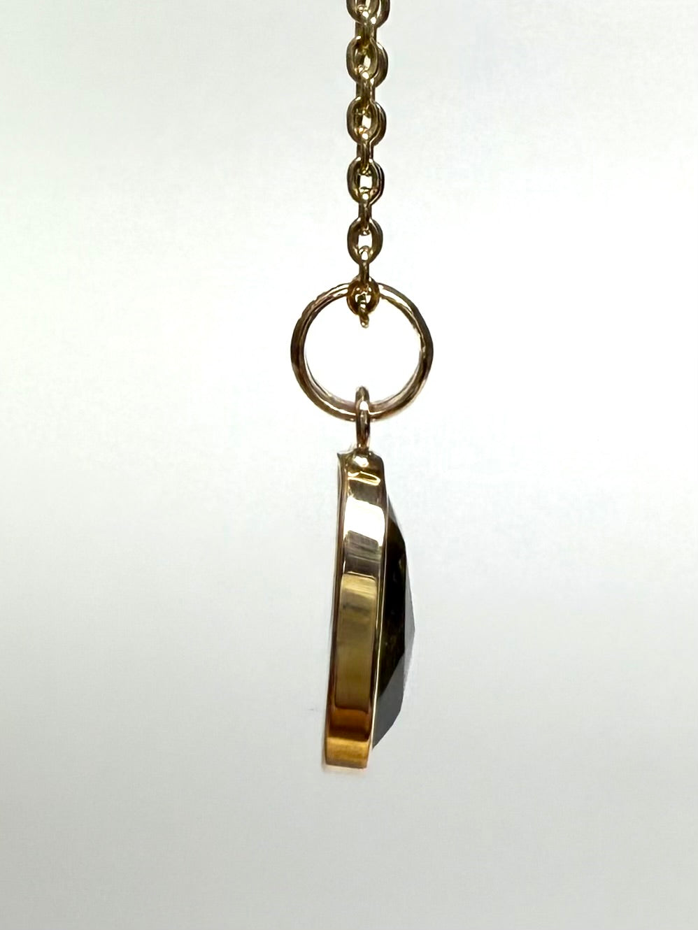 14k Solid Yellow Gold, Natural Dark Green Tourmaline Mini Pendant