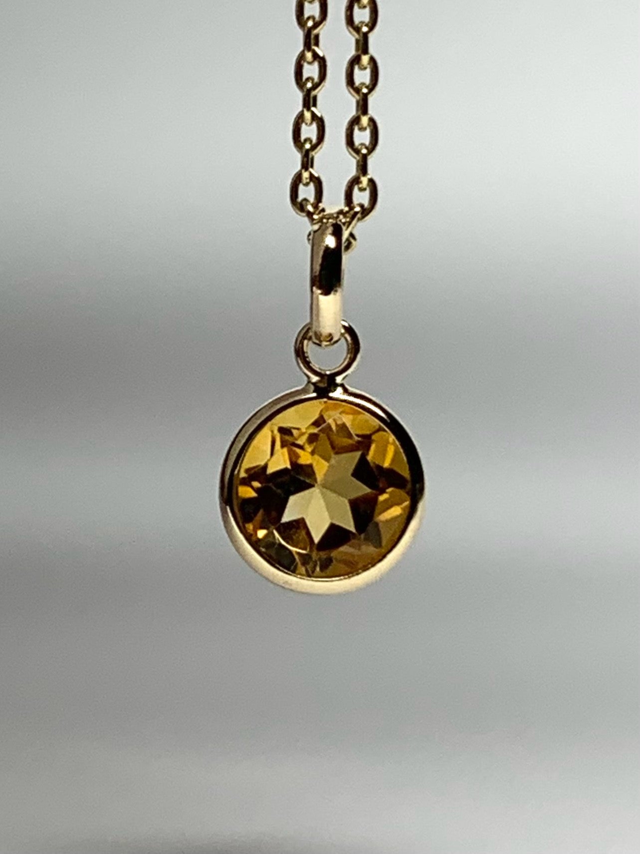 14k Solid Yellow Gold, Citrine Mini Pendant