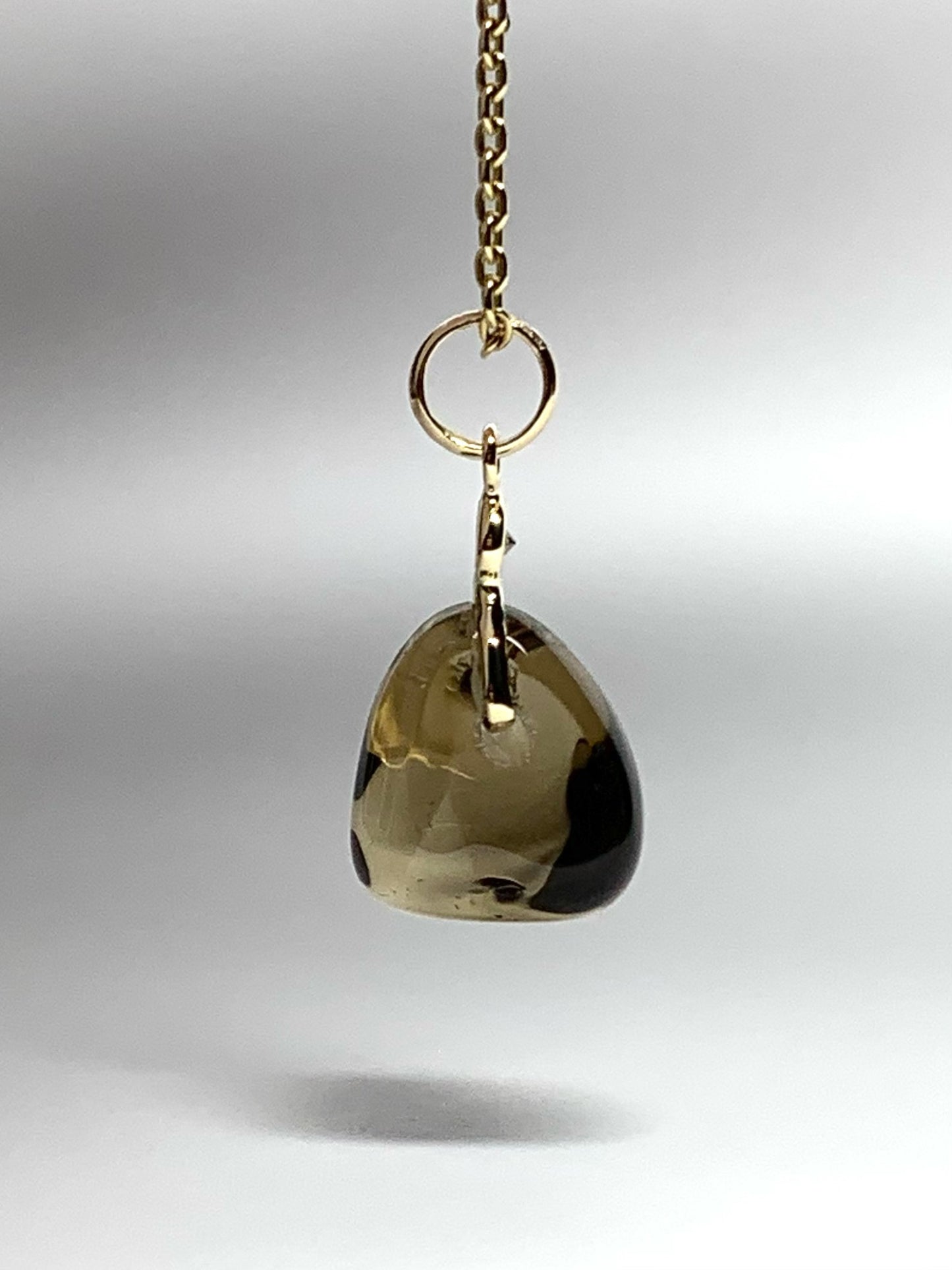 14k Solid Yellow Gold, Diamond, Lemon Quartz Tumbled Nugget Bead Pendant, Mini Size