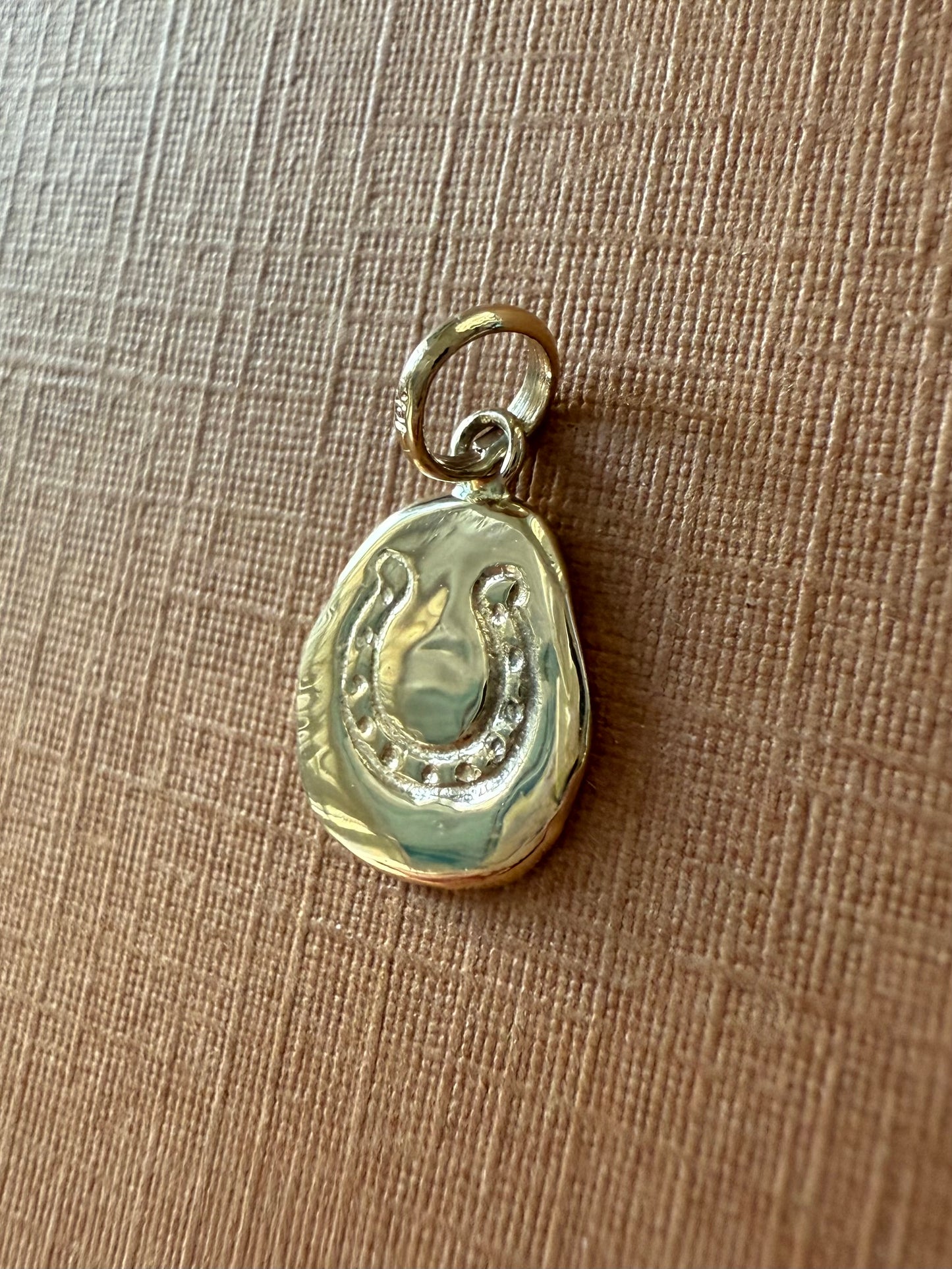 10k Solid Yellow Gold Nugget “Horseshoe” Mini Pendant, Tiny Charm