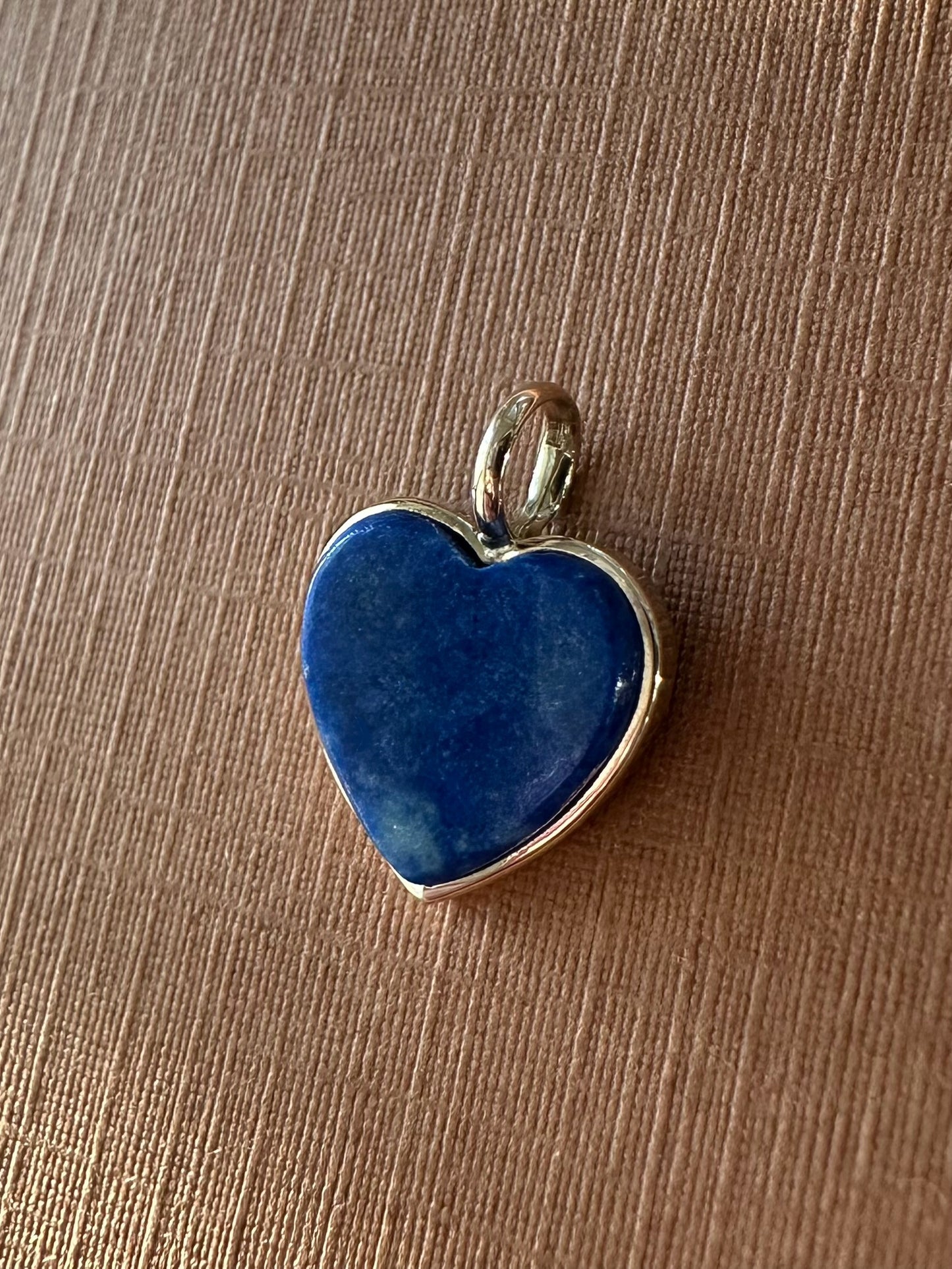 14k Solid Yellow Gold, Blue Lapis Lazuli “Heart” Mini Pendant
