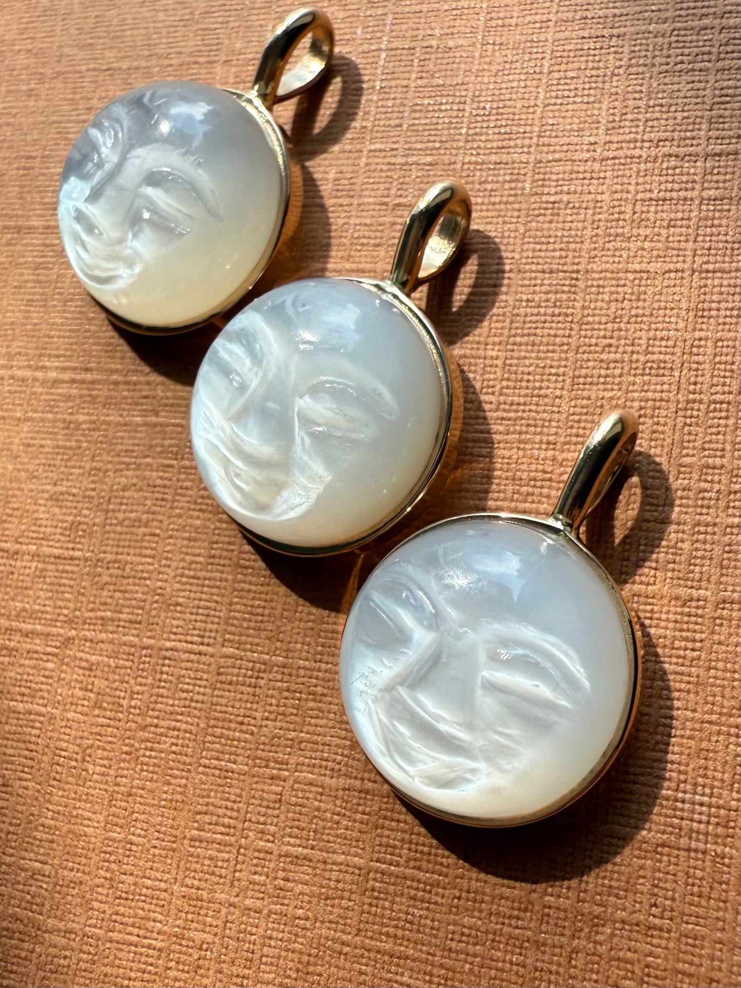 "The Moon" Pendant, 14K Solid Yellow Gold, White Moonstone, Small Size