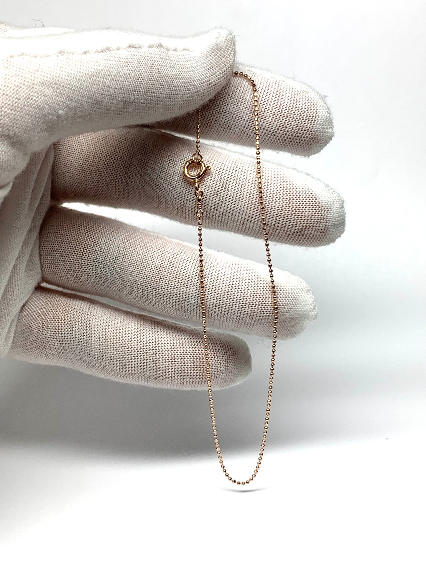 Anklet, 14k Solid Rose Pink Gold Bead Chain, 9”