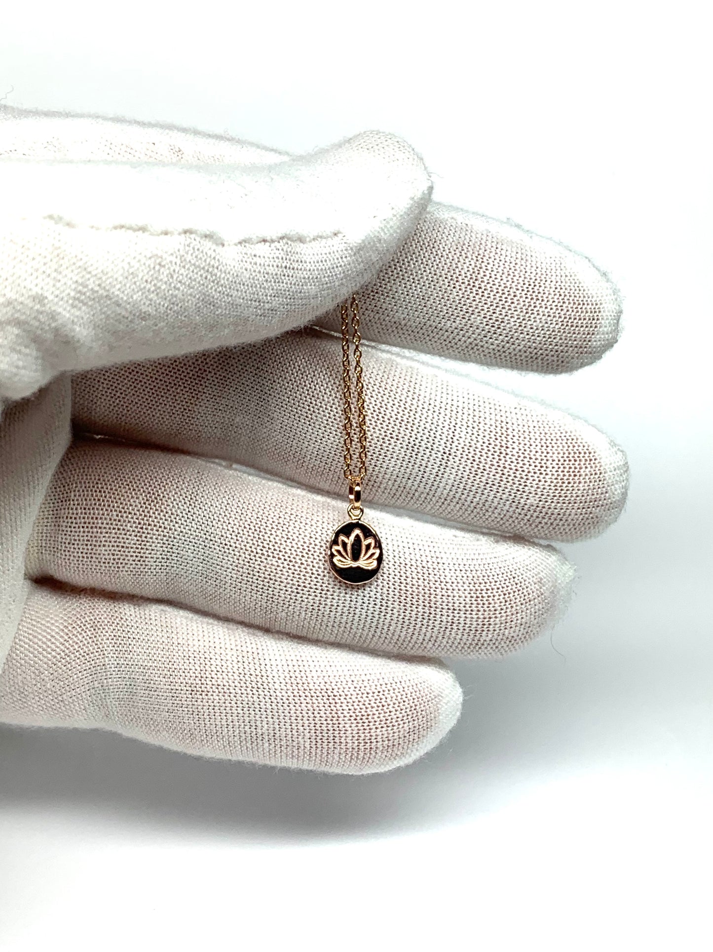 14K Solid Rose Gold Nugget “Lotus” Mini Pendant, Tiny Charm