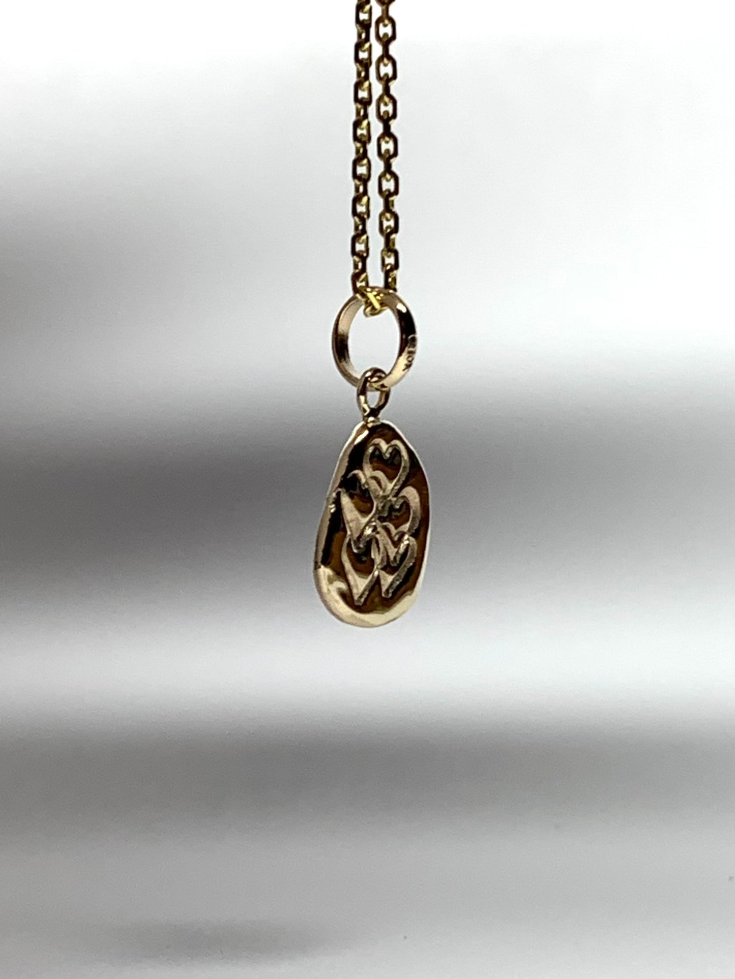 10k Solid Yellow Gold Nugget “Hearts” Mini Pendant, Tiny Charm
