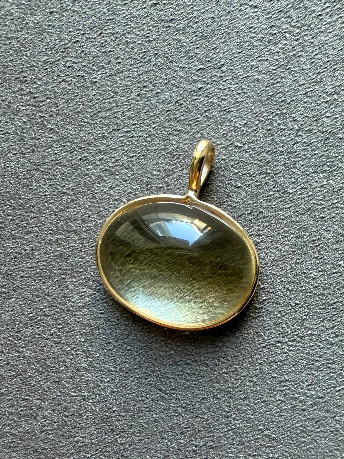 14k Solid Yellow Gold, Pale Yellow Citrine Oval Cabochon Pendant, Small Size