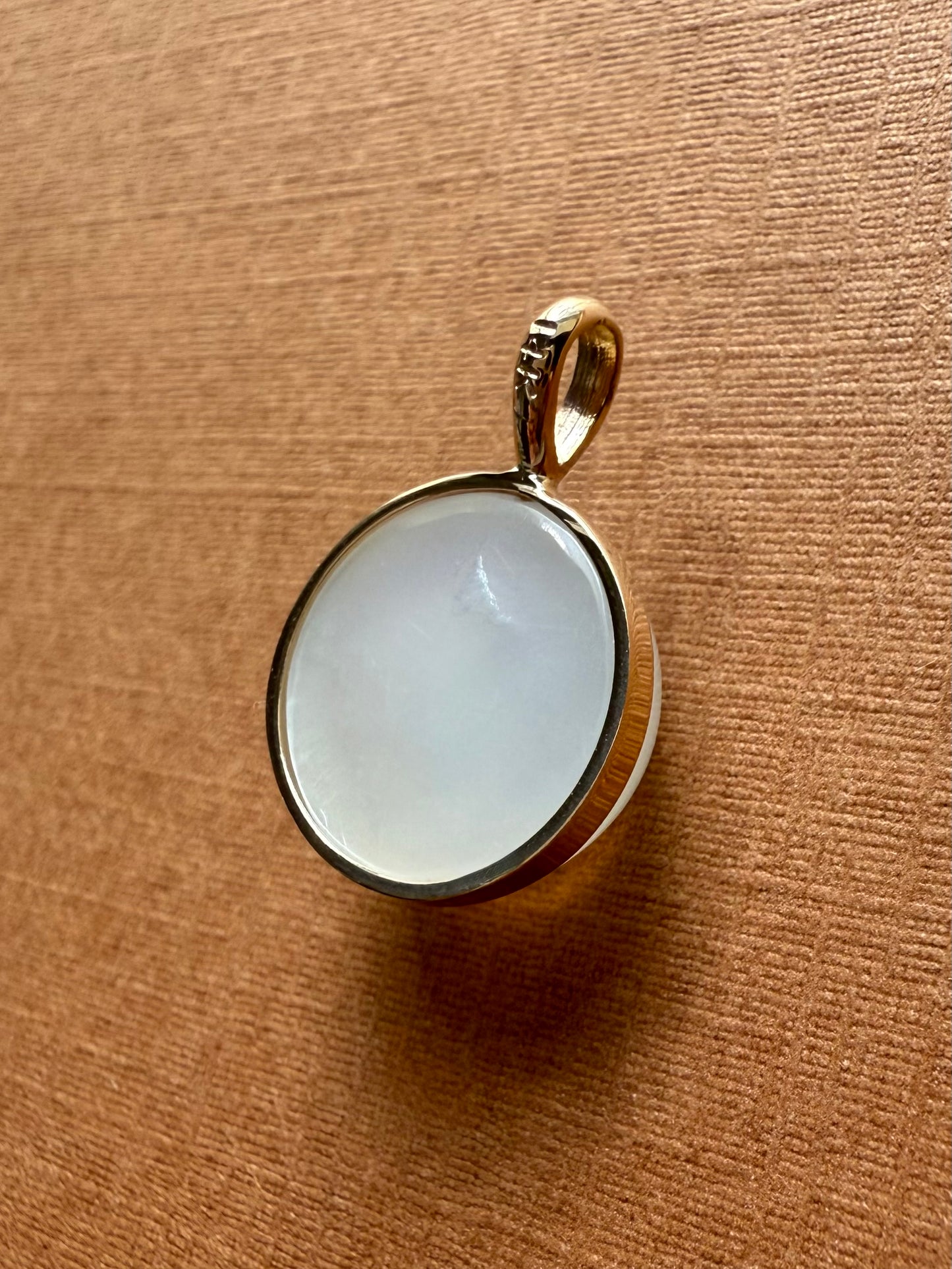"The Moon" Pendant, 14K Solid Yellow Gold, White Moonstone, Small Size