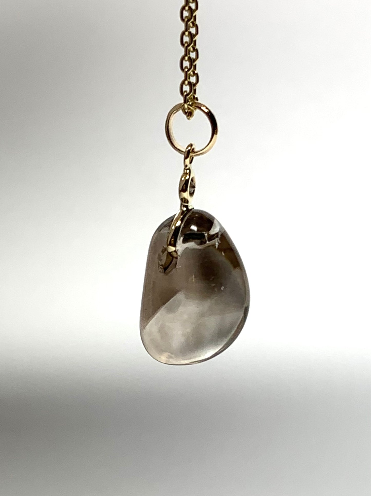 14k Solid Yellow Gold, Diamond, Smoky Quartz Tumbled Nugget Bead Pendant, Mini Size