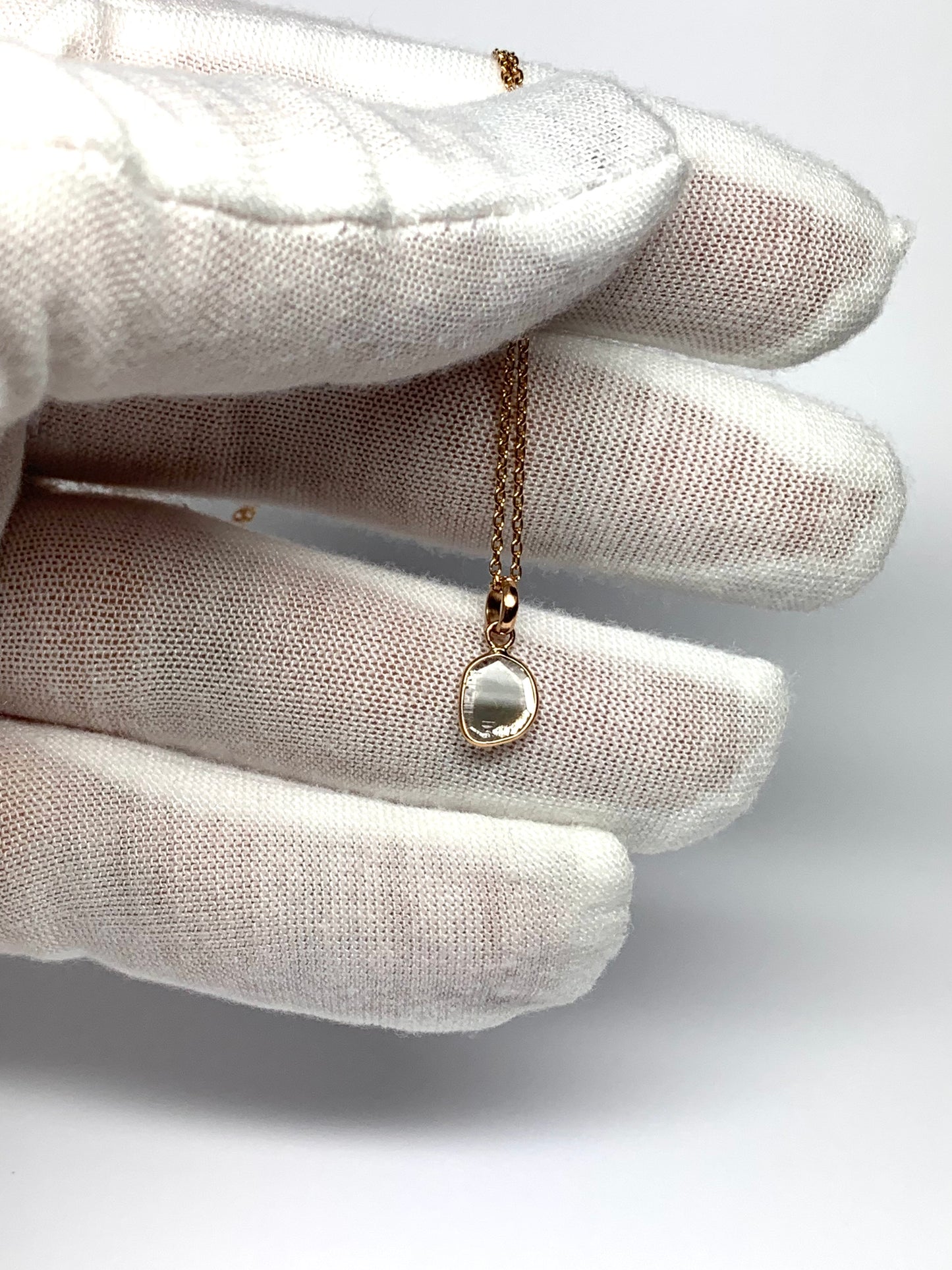 14k Solid Rose Gold, Natural Diamond Slice Mini Pendant