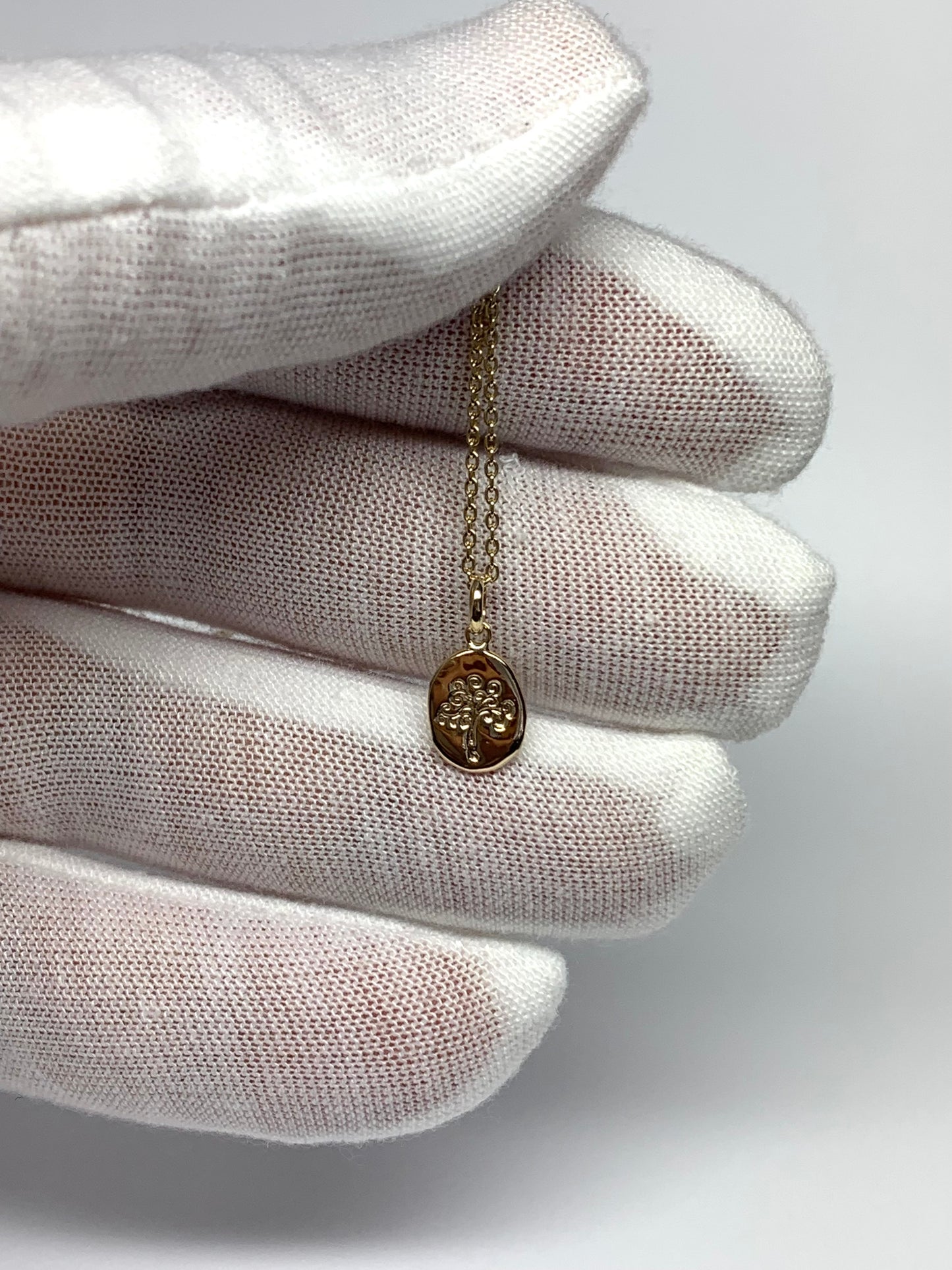 14K Solid Yellow Gold Nugget Mini Pendant, “Tree of Life”, Charm