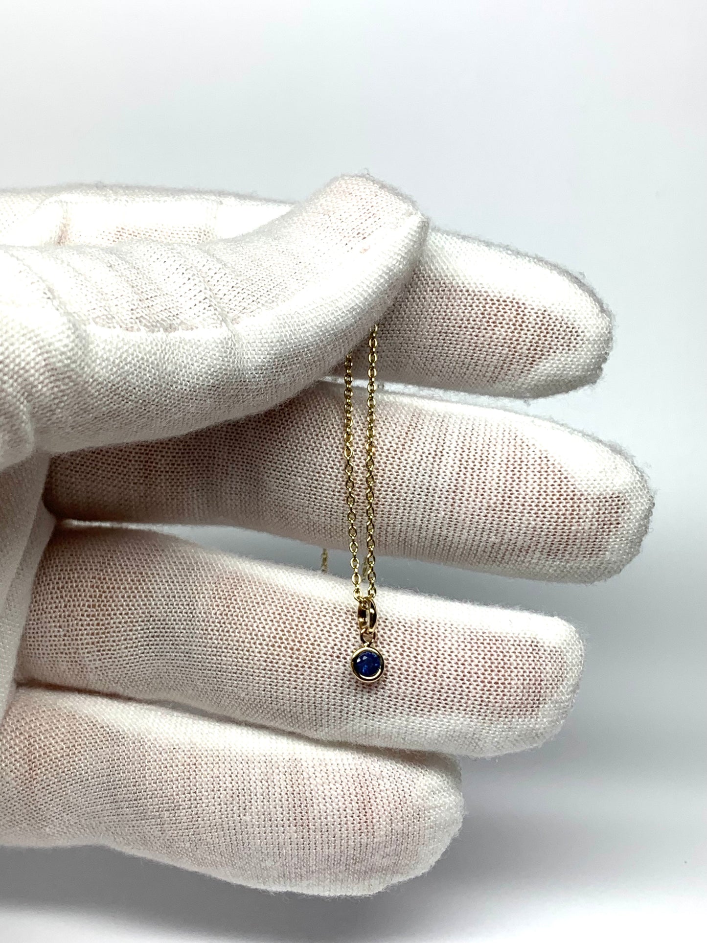 14k Solid Yellow Gold, Blue Sapphire Tiny Charm, 0.15ct, Accent Pendant