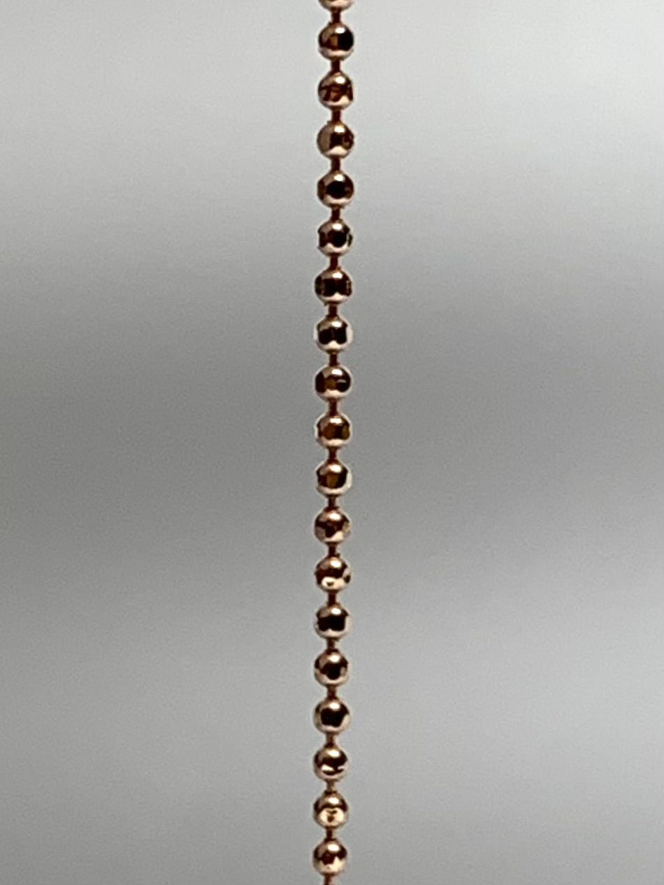 Anklet, 14k Solid Rose Pink Gold Bead Chain, 9”