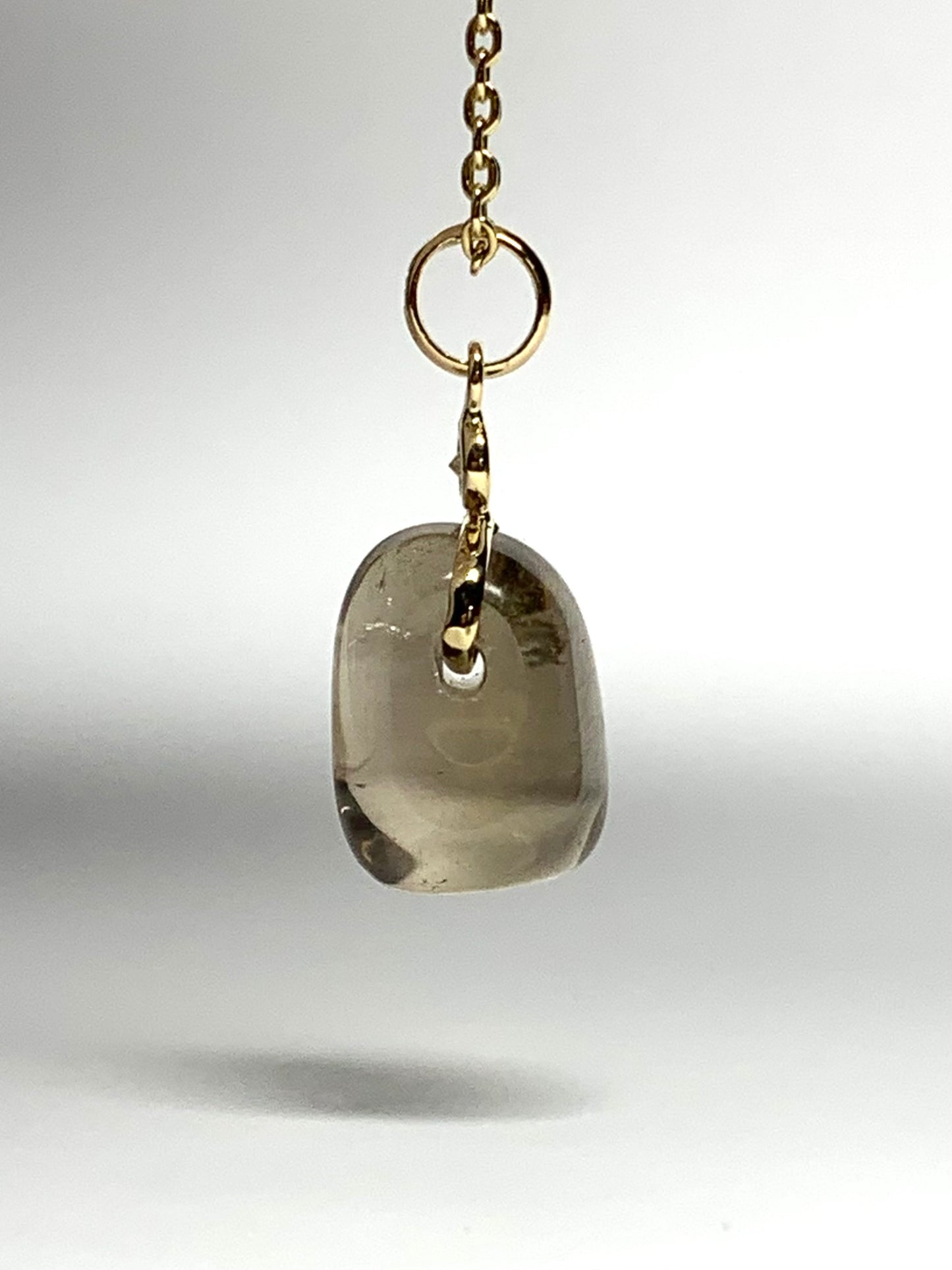 14k Solid Yellow Gold, Diamond, Smoky Quartz Tumbled Nugget Bead Pendant, Mini Size