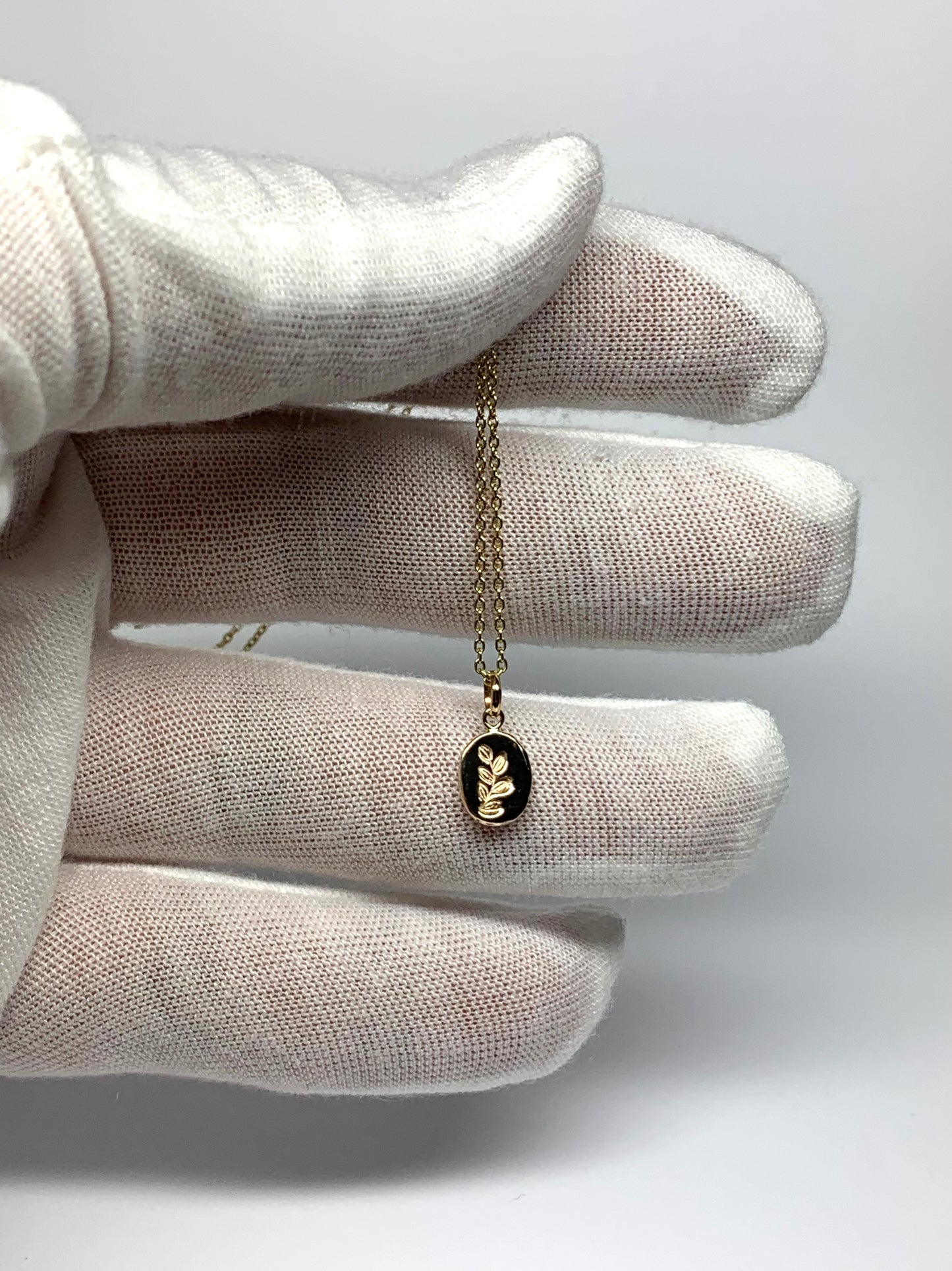 10k Solid Yellow Gold Nugget “Olive Branch” Mini Pendant, Tiny Charm