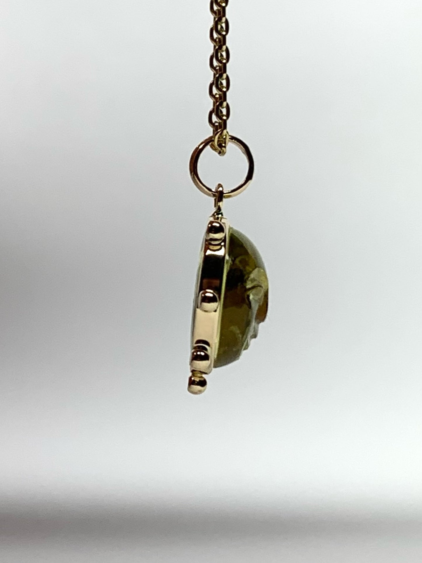 “Mini Sun" Pendant, 14K Solid Yellow Gold, Lemon Olive Quartz, Tiny Size