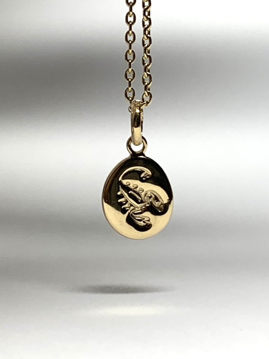 14k Solid Yellow Gold Nugget “Scorpio” Mini Pendant, Charm