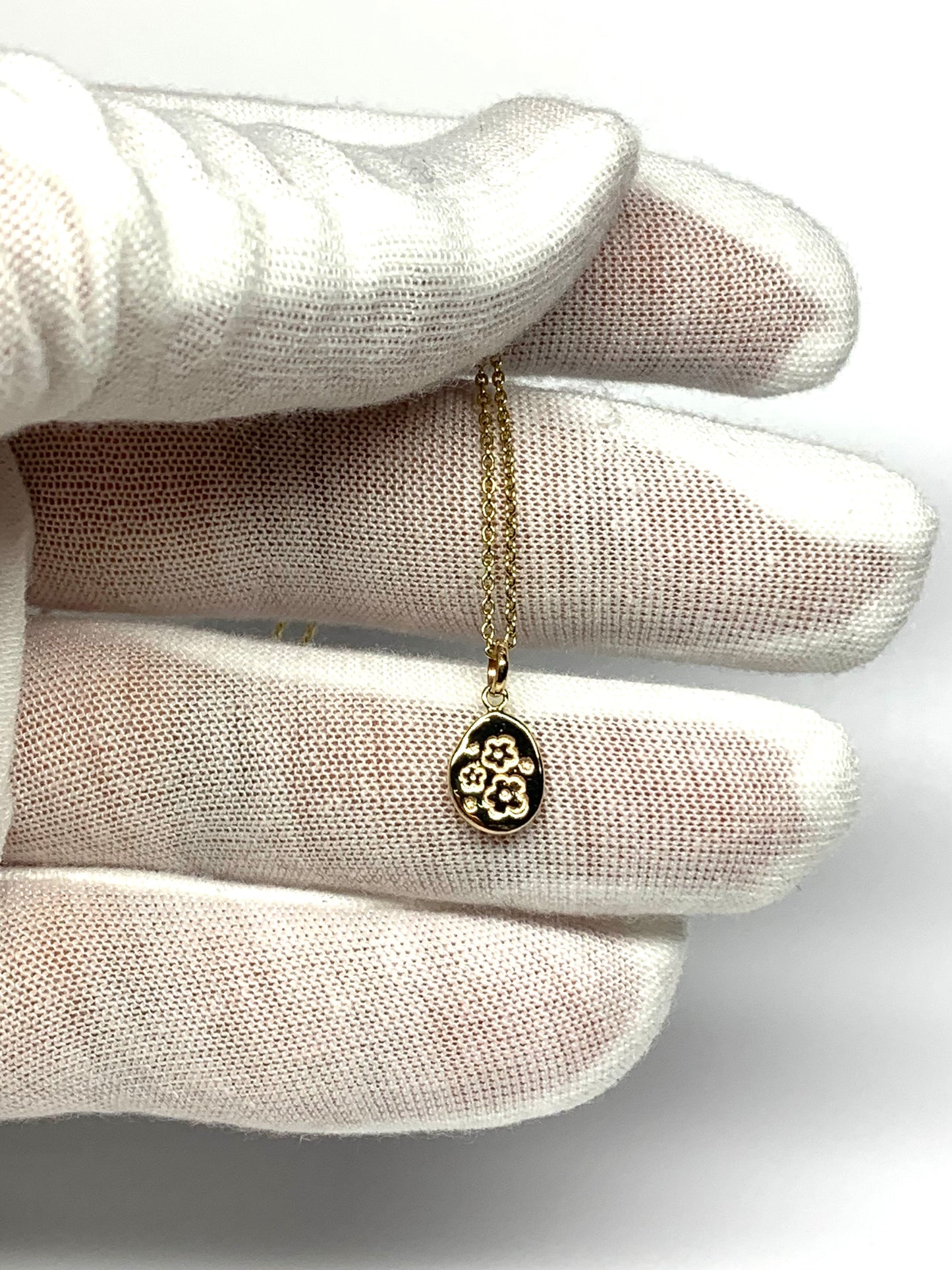 10k Solid Yellow Gold Nugget “Flowers” Mini Pendant, Tiny Charm
