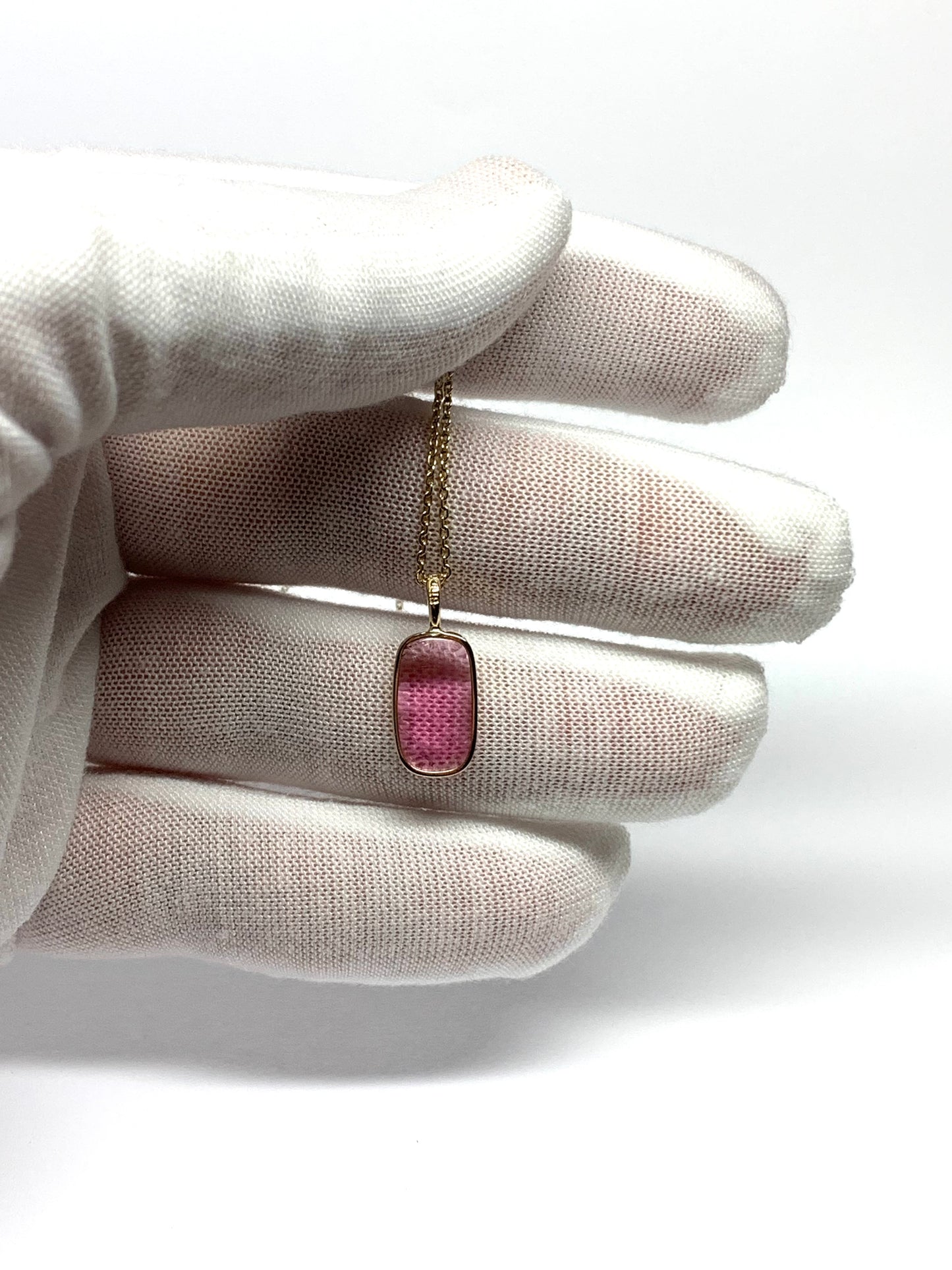 14k Solid Yellow Gold, Natural Pink Tourmaline Pendant