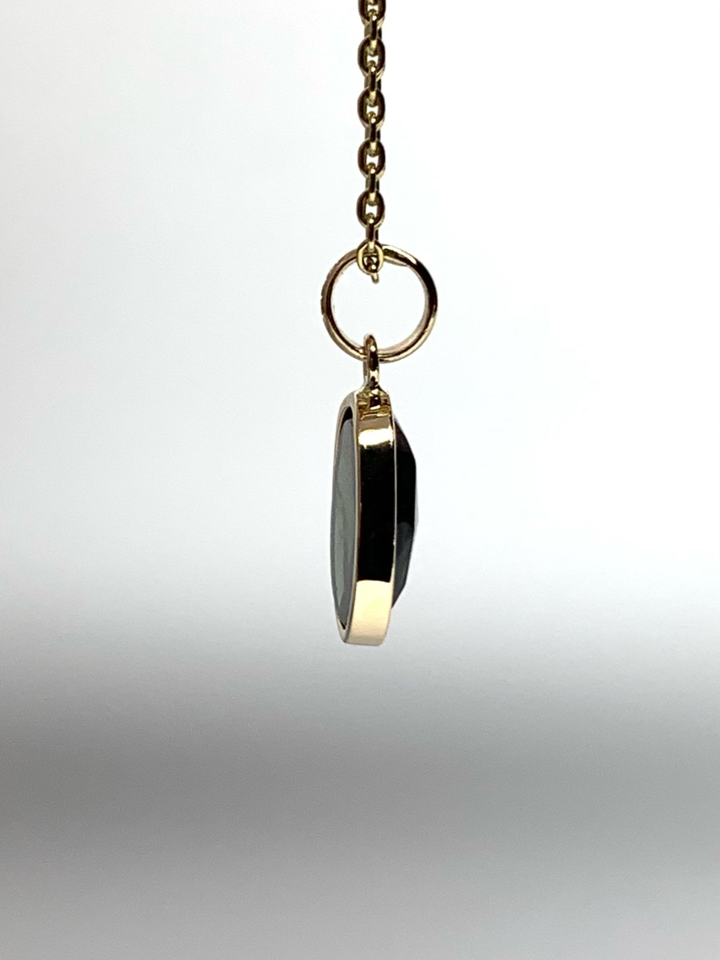 14k Solid Yellow Gold, Natural Dark Green Tourmaline Mini Pendant