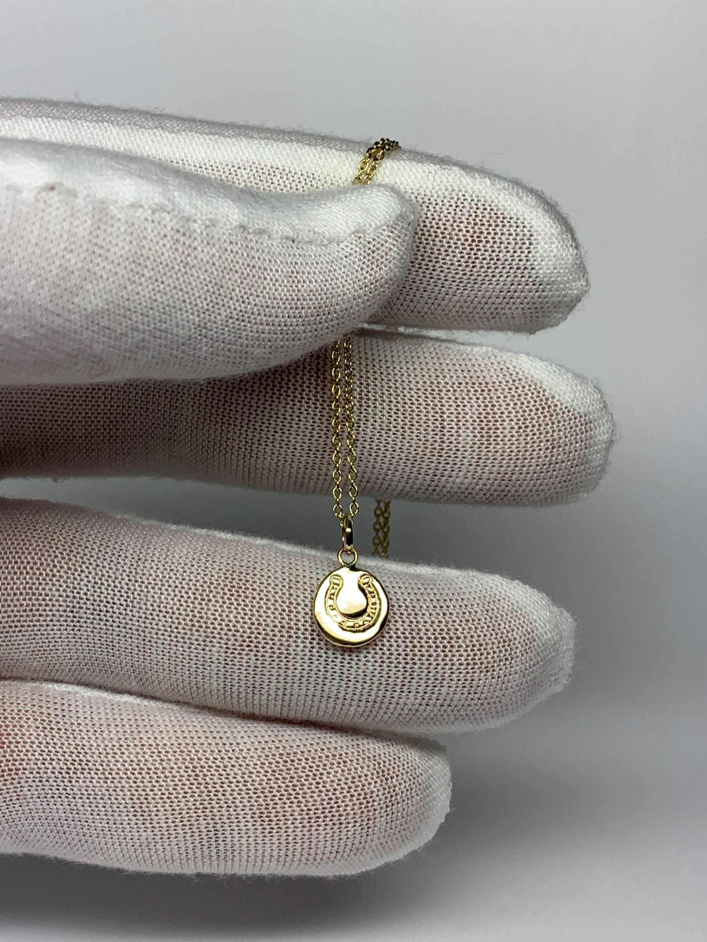 14k Solid Yellow Gold Nugget “Horseshoe” Mini Pendant, Tiny Charm