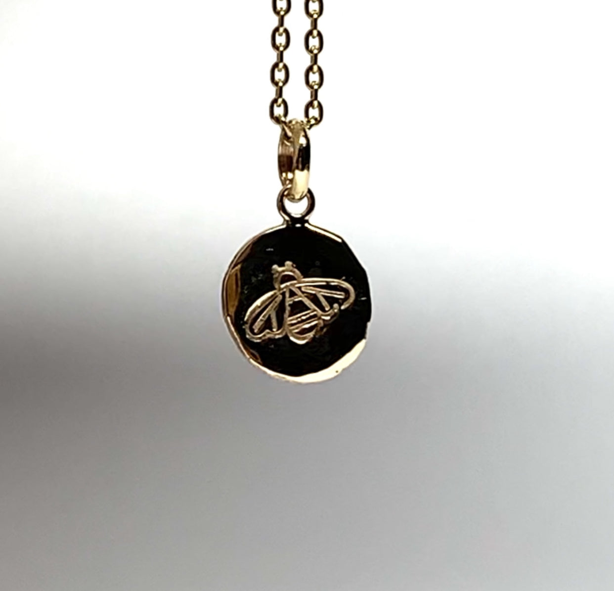 10k Solid Yellow Gold Nugget Mini Pendant “Honey Bee”, Tiny Charm