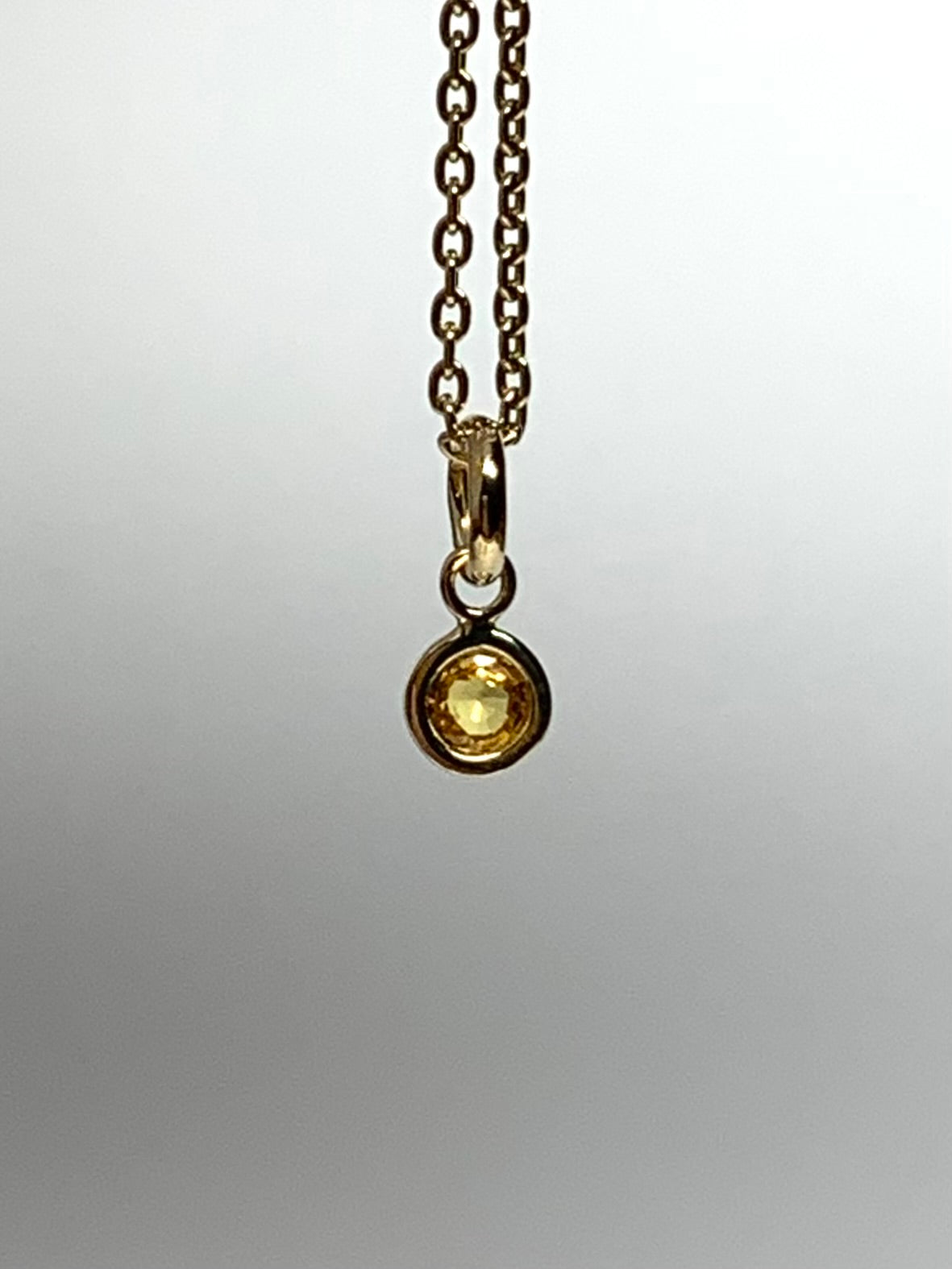 14k Solid Yellow Gold, Yellow Sapphire Tiny Charm, 0.15ct, Accent Pendant