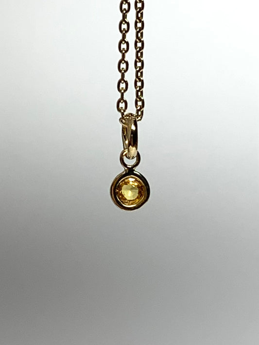 14k Solid Yellow Gold, Yellow Sapphire Tiny Charm, 0.15ct, Accent Pendant