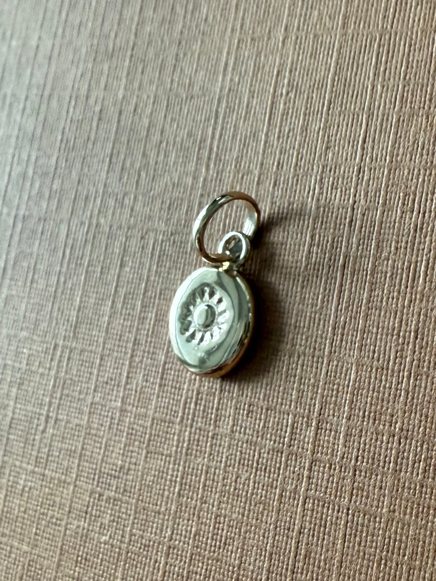 14K Solid Yellow Gold Nugget “Sun” Mini Pendant, Charm