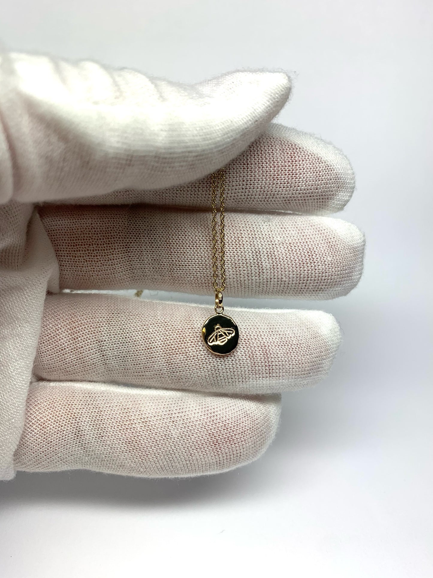 10k Solid Yellow Gold Nugget Mini Pendant “Honey Bee”, Tiny Charm